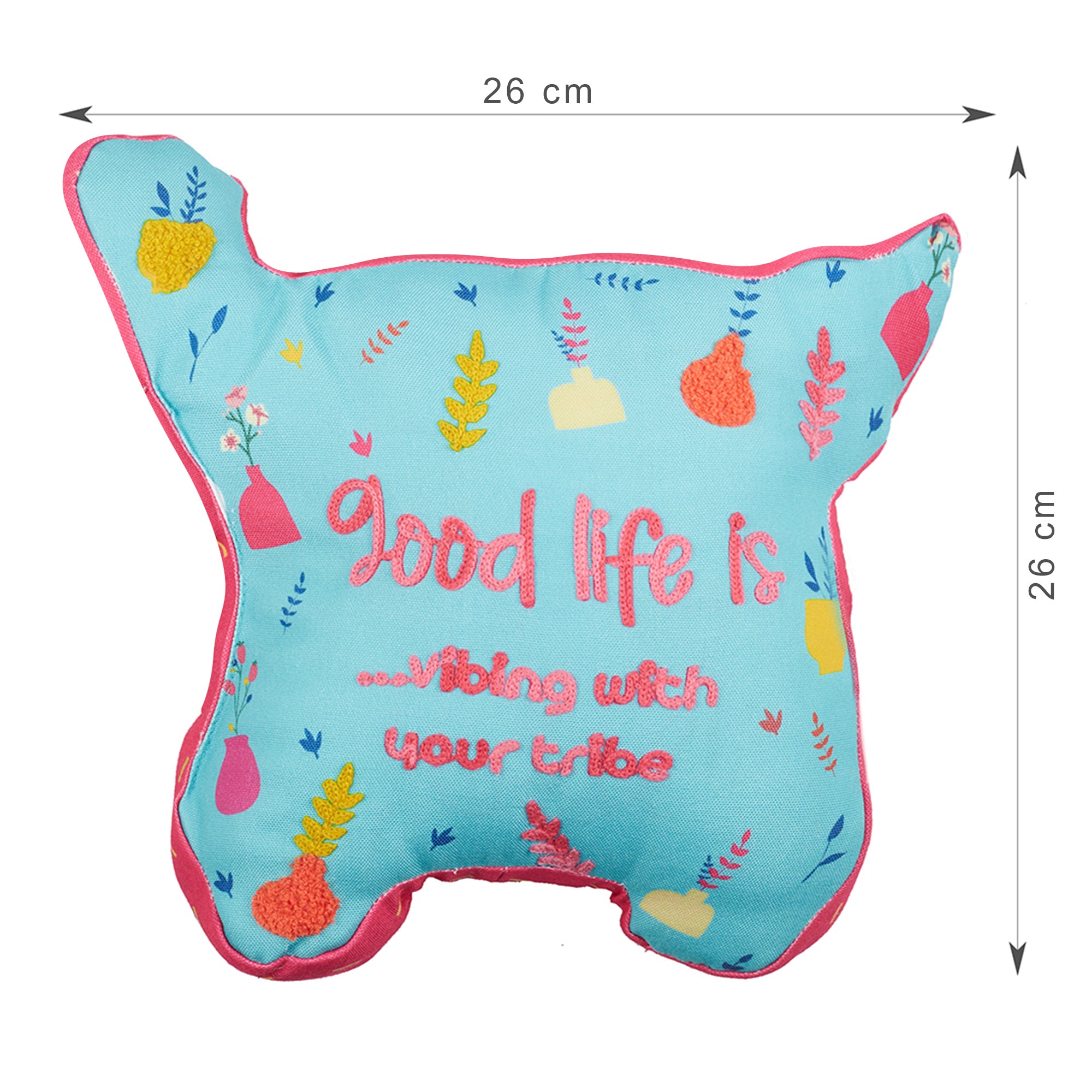 Good Life  Reversible Van Digital Printed Shaped Cushion 26x36 Cm in Aqua Colour