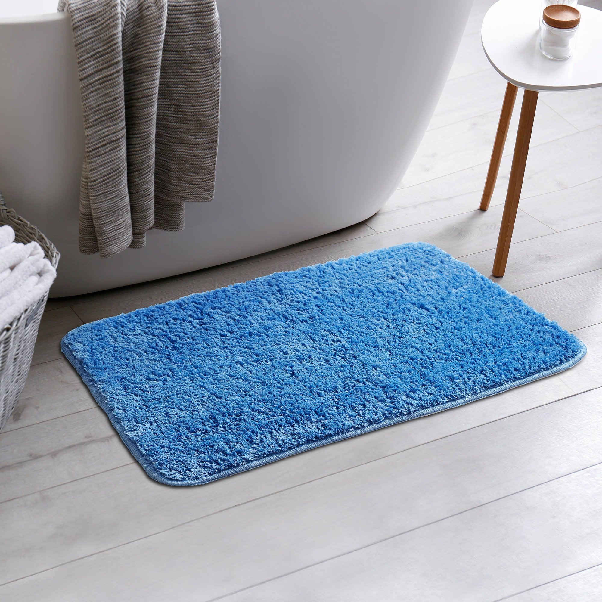 Emilia Micro Fiber Anti Skid Bath Mat 44x66 Cm in Blue Colour