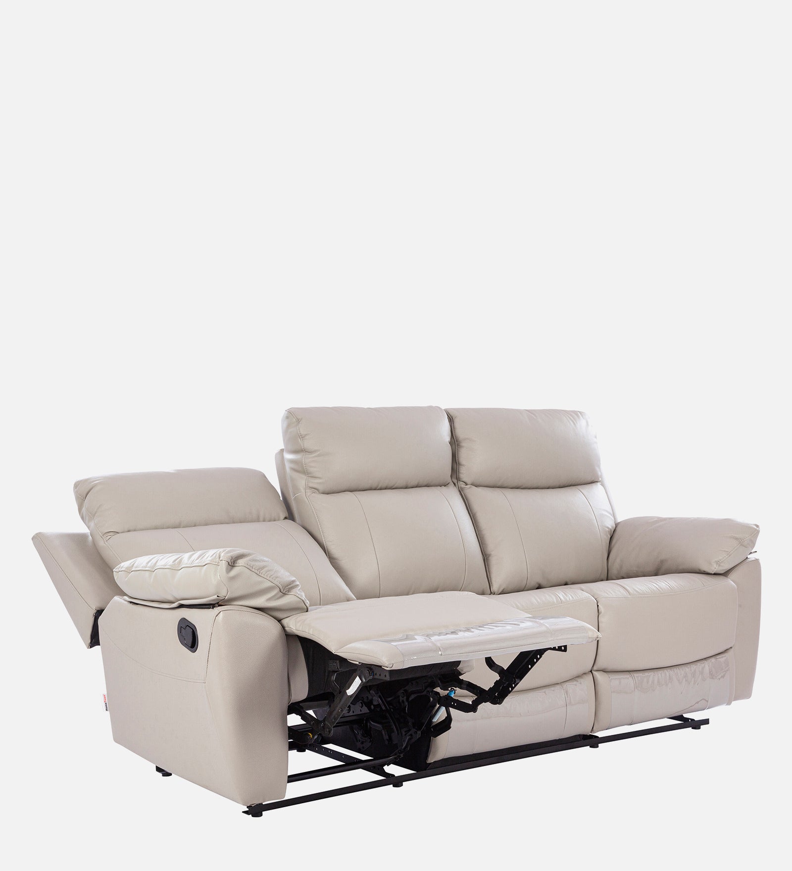 Quantum Half Leather Three Seater Recliner in Light Grey Colour