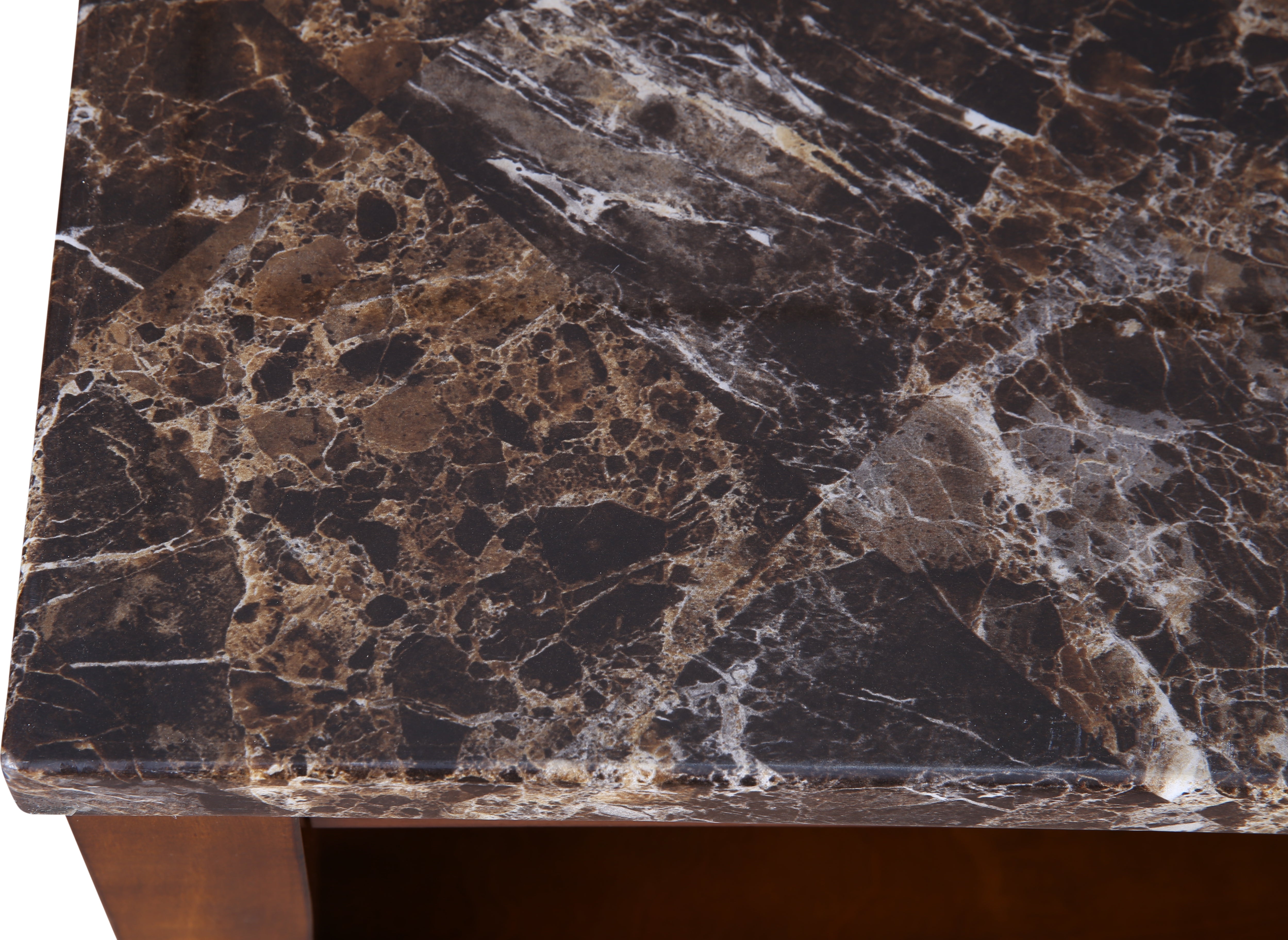 Eden Marble Finish Top Center Table in Brown Colour