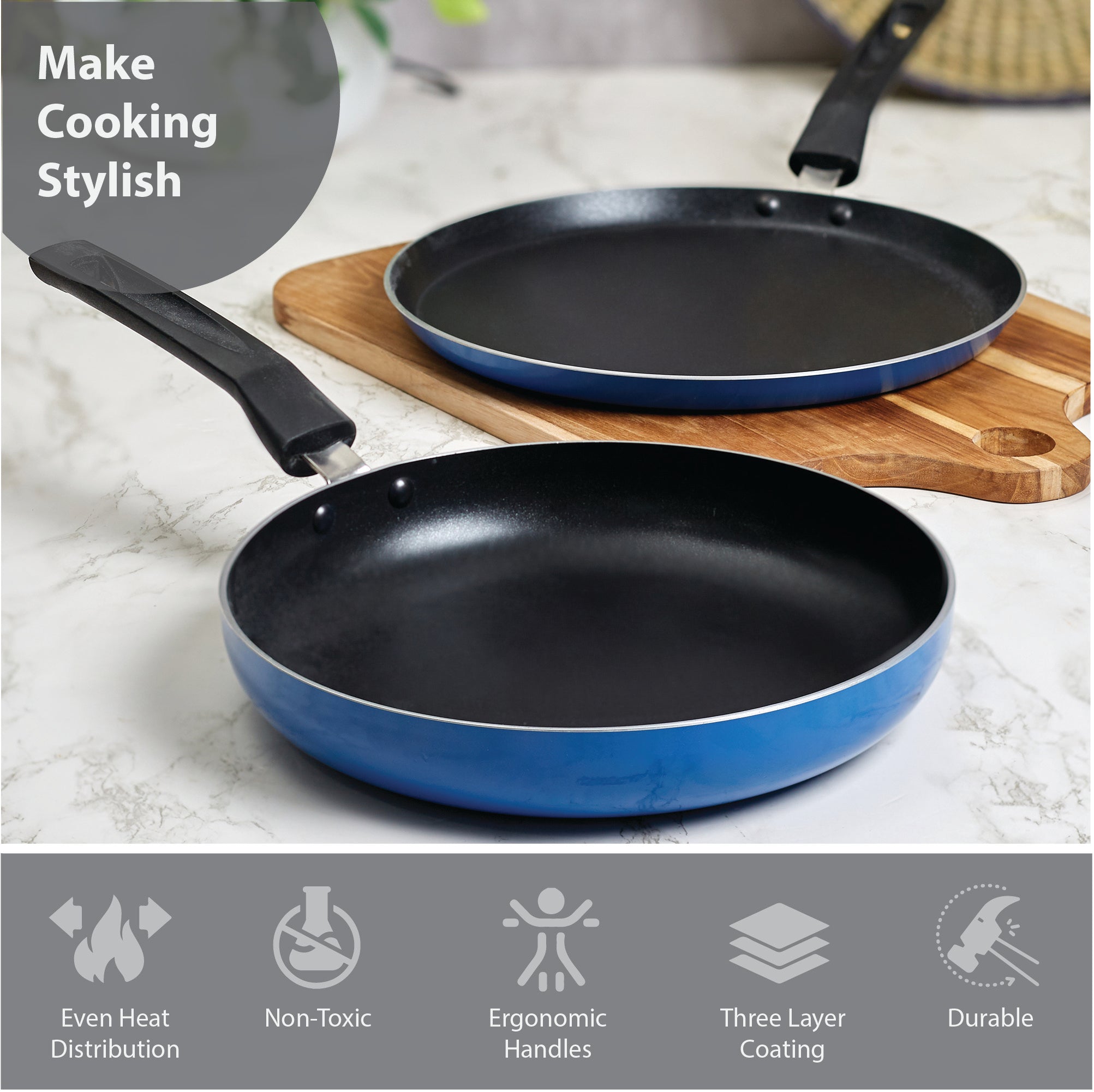 Fiesta Aluminium and Bakelite Saucepan Set of 2 in Cobalt Colour