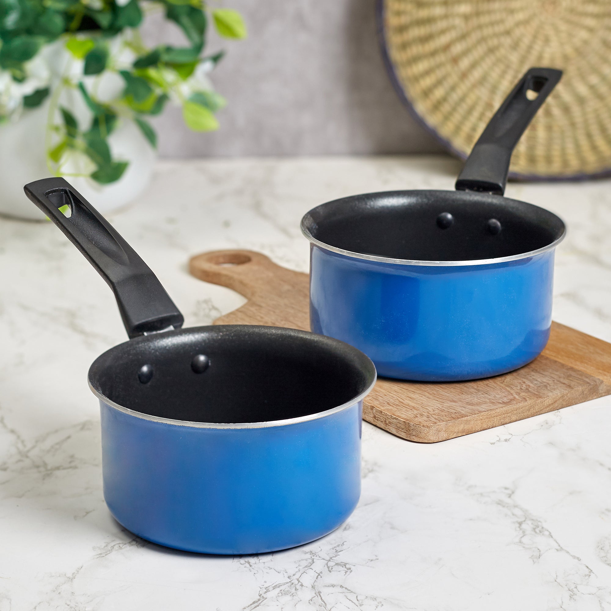 Fiesta Aluminium and Bakelite Saucepan Set of 2 in Cobalt Colour