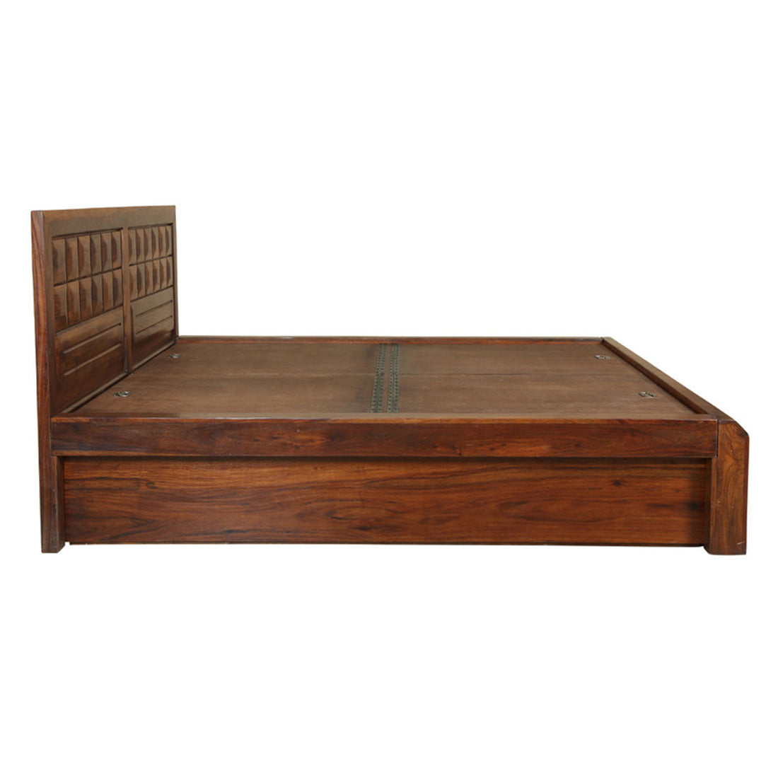 Woodrow Sheesham Wood(Rosewood) Queen bed with Box storage in Honey Colour