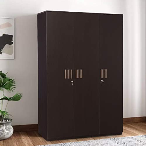 Tiago Engineered Wood Three Door Wardrobe in Wenge Colour