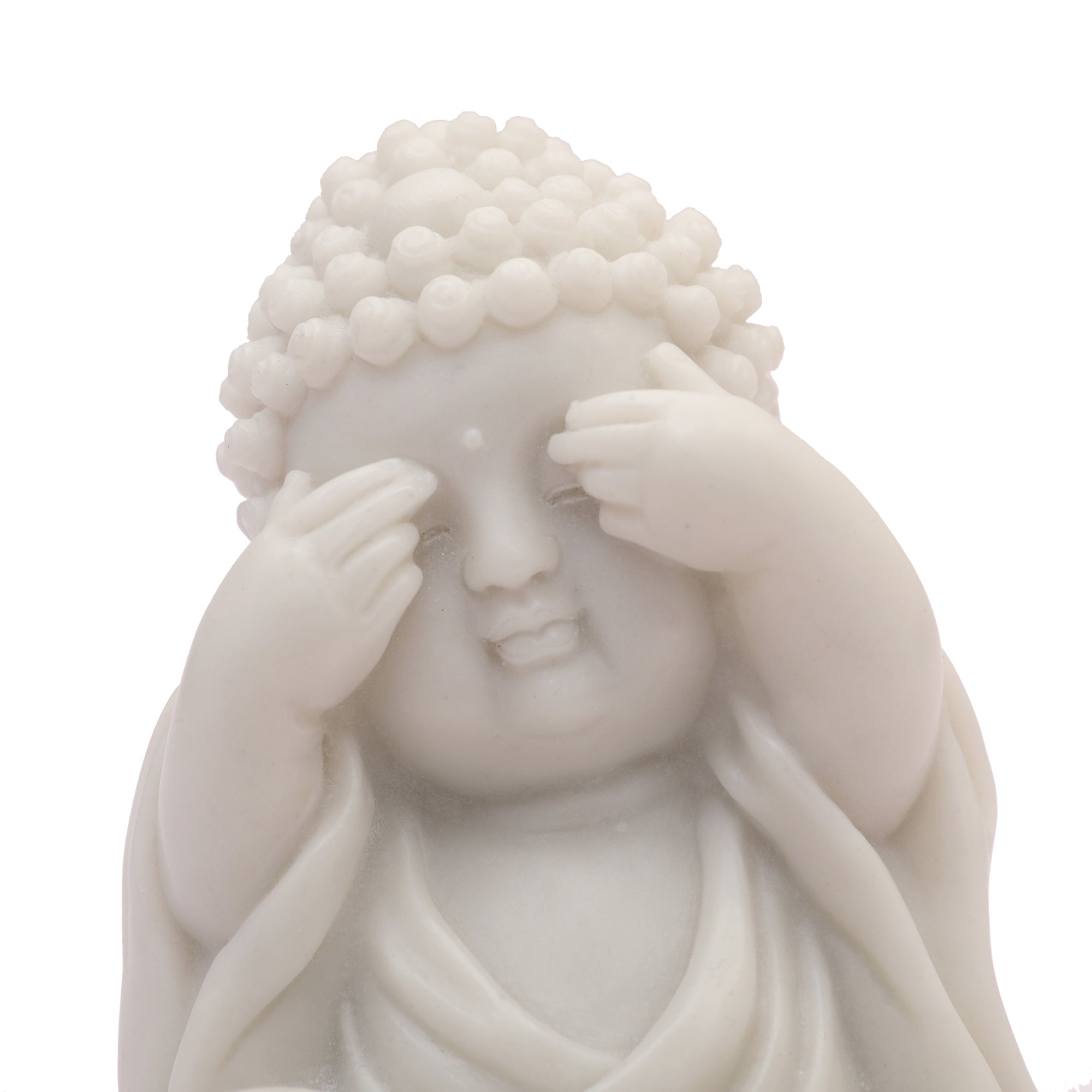 NAQSH SET OF 3PIECE MONK, POLYRESIN HAND FINISHED FIGURINE WHITE BY LIVNG ESSENCE