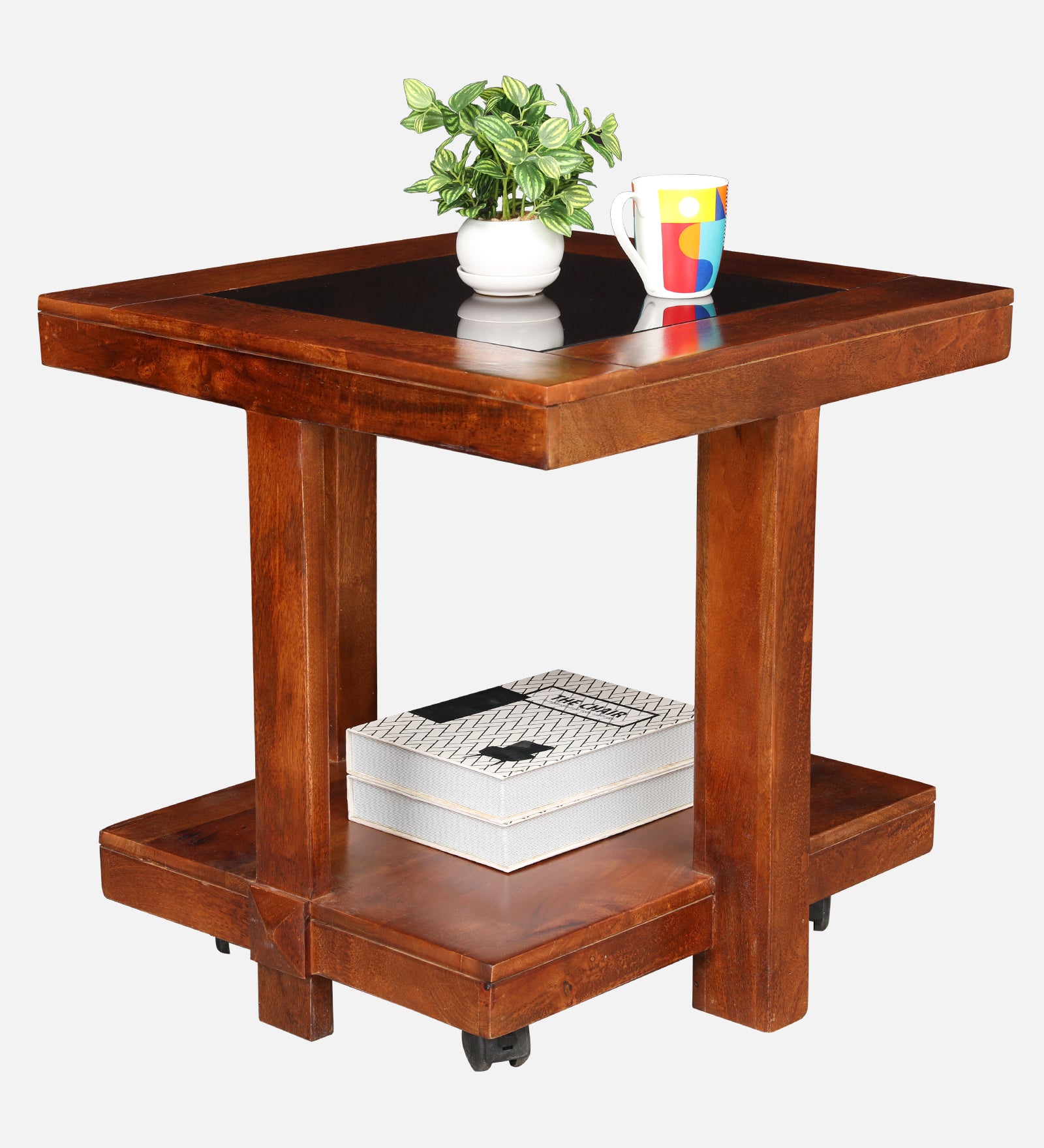 Joss Solid Wood Side Table in Walnut Colour