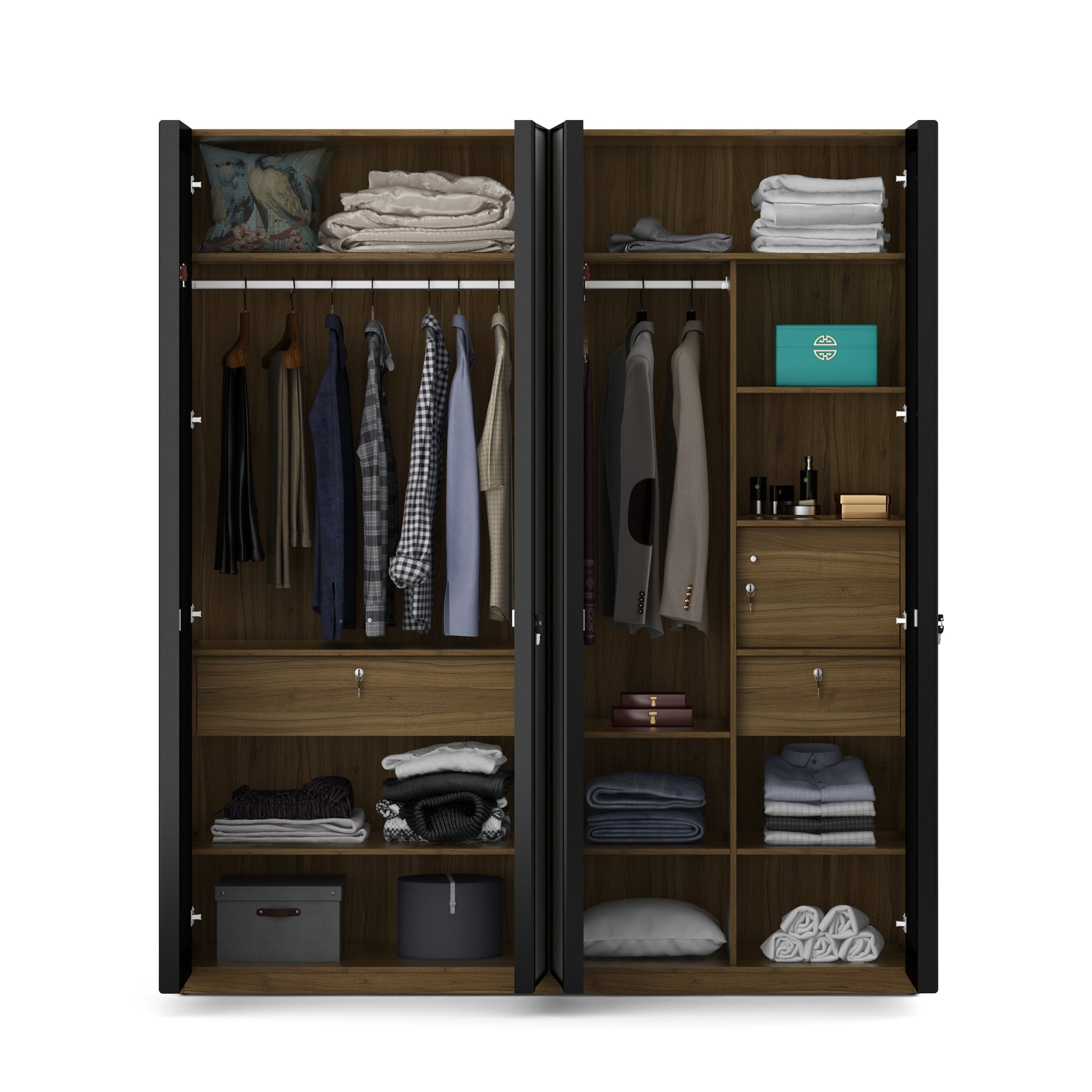 Freya  Four Door Wardrobe in Natural Teak Colour