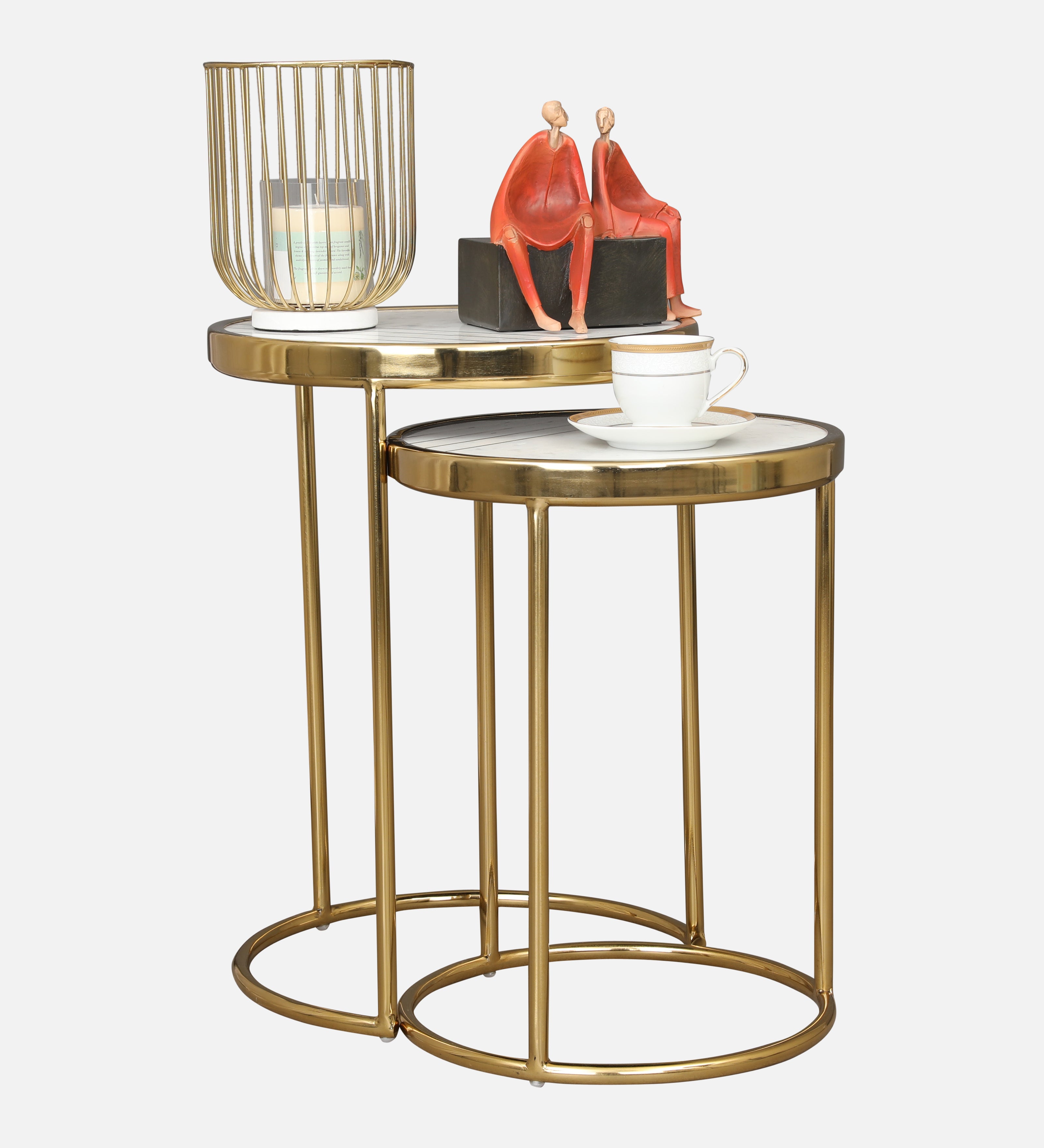 Netanya Metal Table in Gold & White Colour