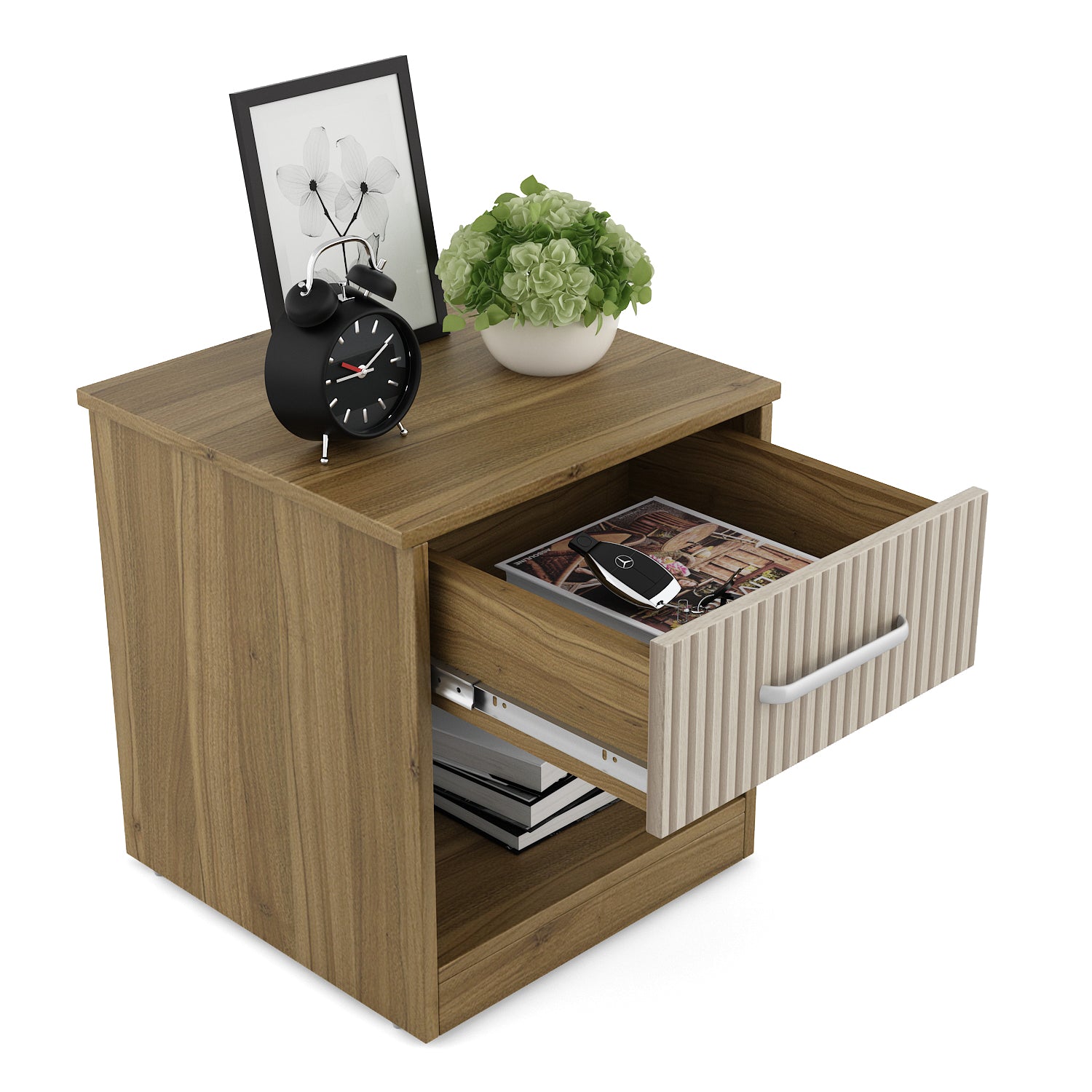 Diago Night Stand In Natural Teak Color