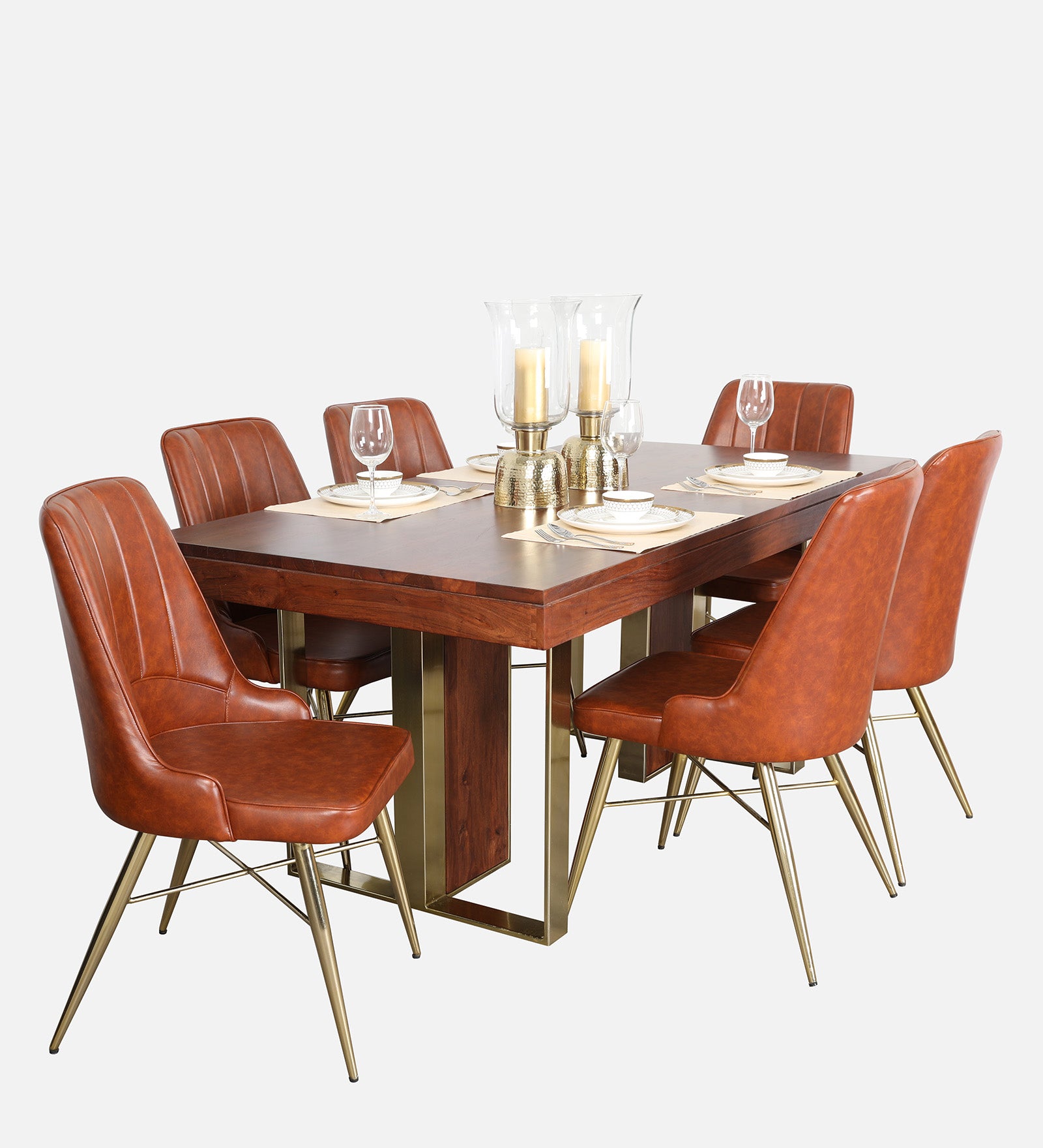 Marvis Sheesham Wood(Rosewood) Six Seater Dining Set in Walnut Colour
