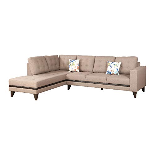 Garcia Fabric 5 Seater Sofa with Right Hand Side Lounger in Brown Colour