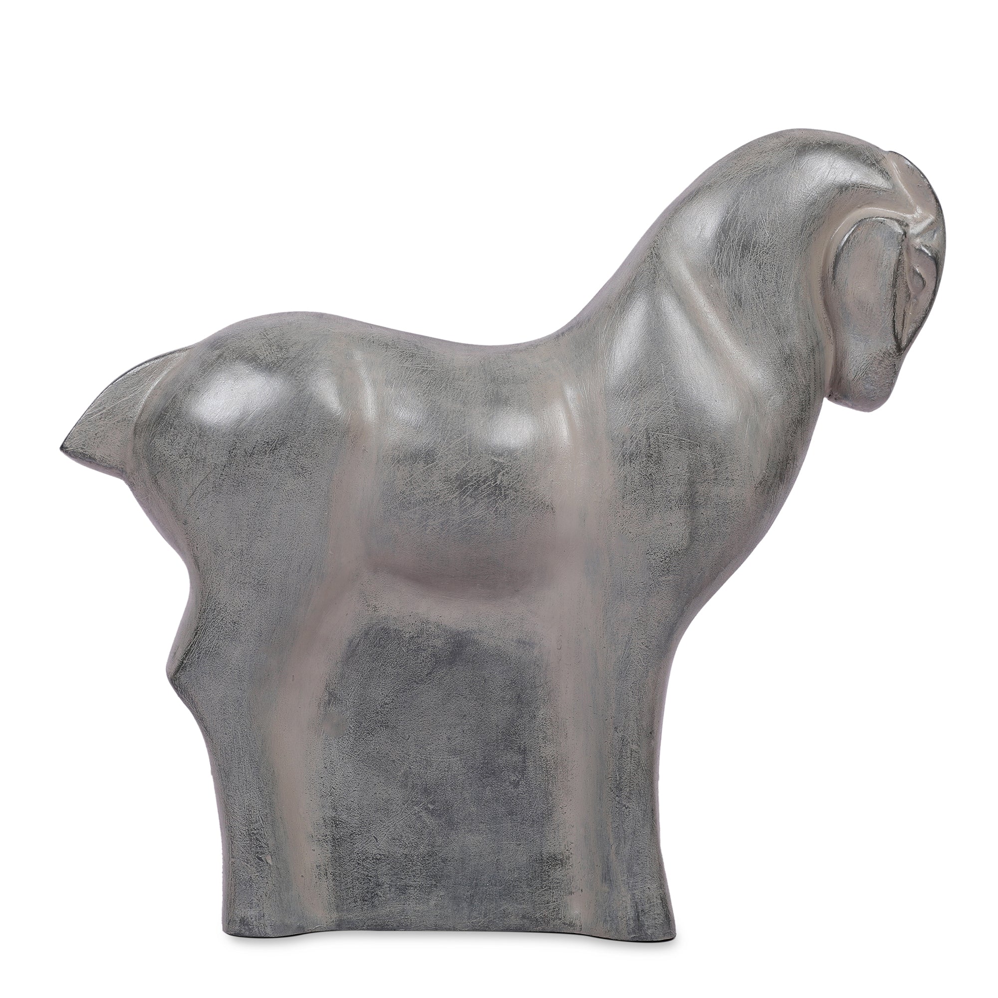 Stella Silver Pearl Finish Polyresin Contemporary Horse Table D&eacute;cor