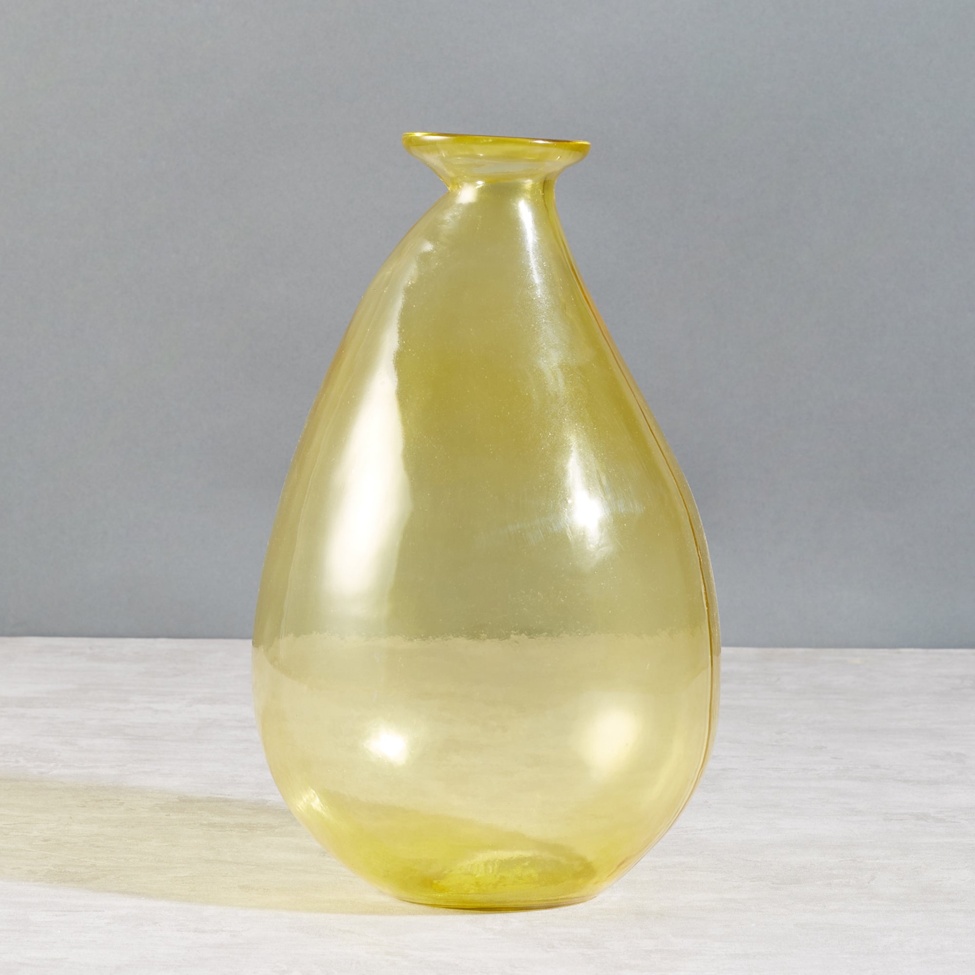 Phiona Glass Modern Organic Shapped Handcrafted 31 Cm Vase in Yellow Colour