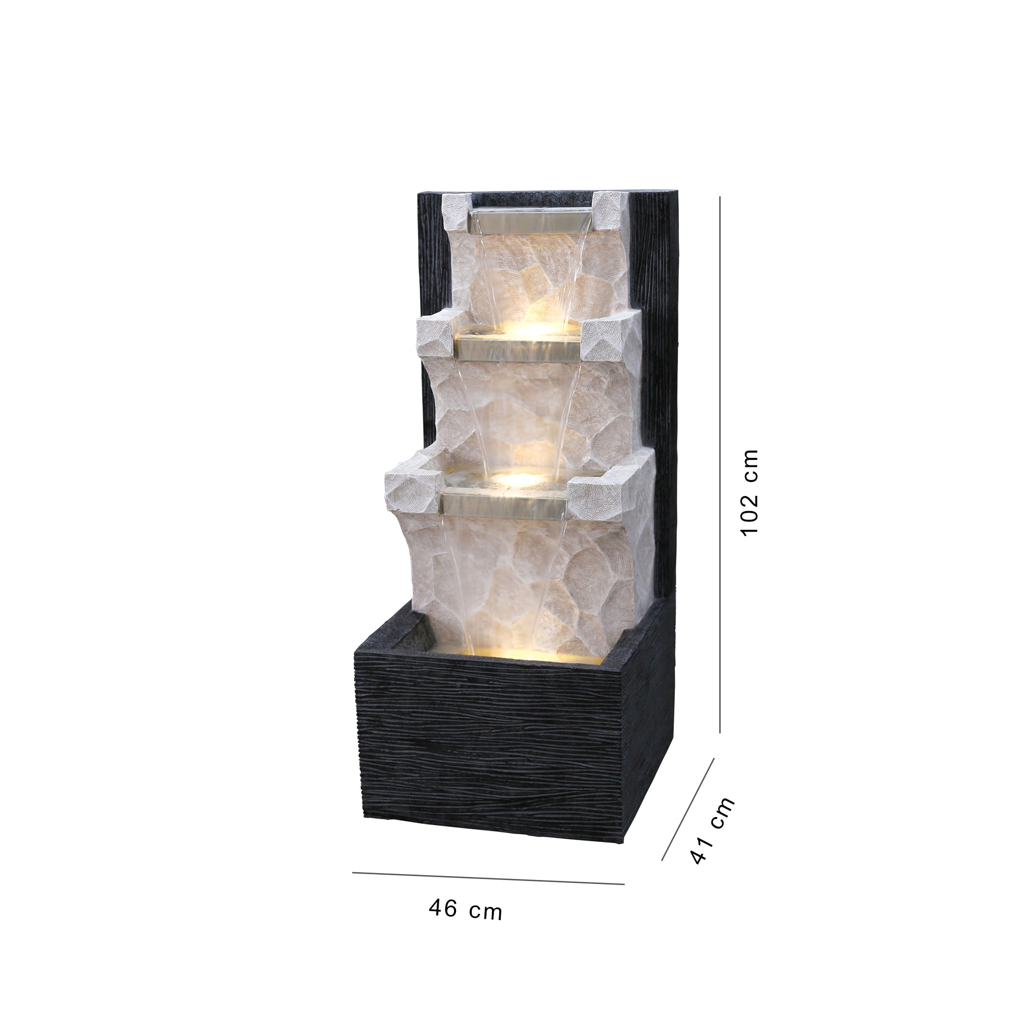 Aqua Bliss Polyresin Vertical Fall Water Fountain 46X102Cm in White & Black Colour