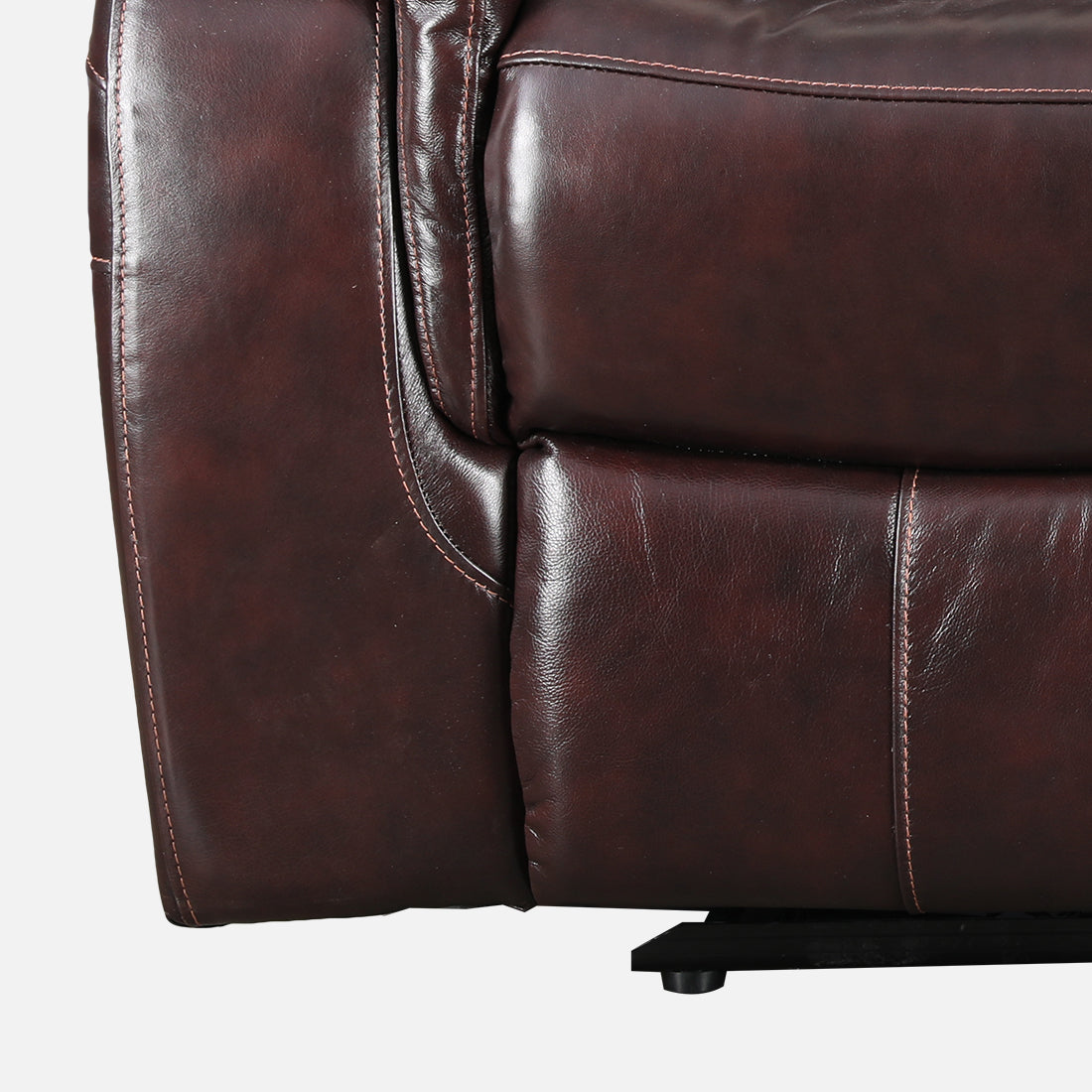 Plush Half Leather Two Seater Electric Recliner in Burgundy Colour