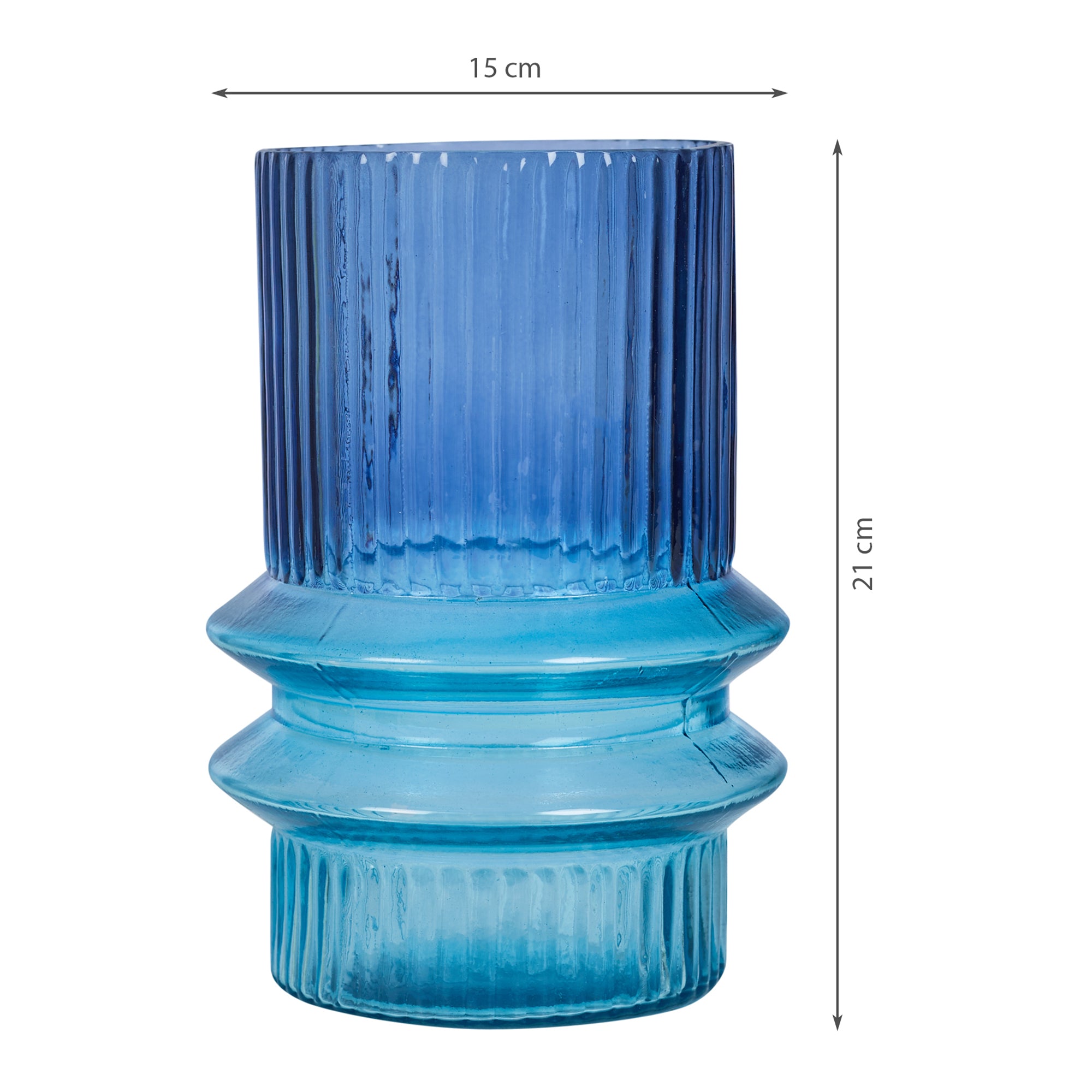 Phiona Glass Fluted Handcrafted Medium Vase 21 Cm in Multi Colour