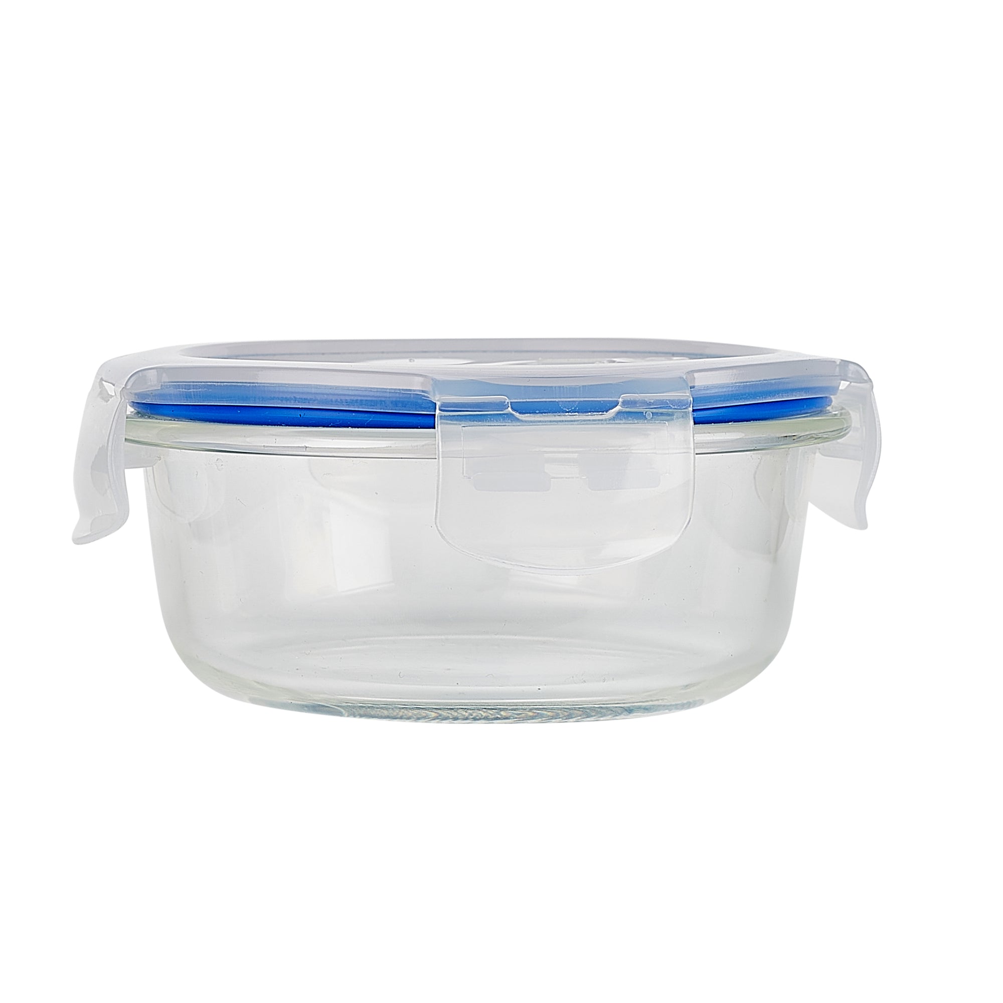 Boston Borosilicate Glass Microwave Safe Round Lunch box 400ml Set of 3 + Carry Bag in Blue Colour
