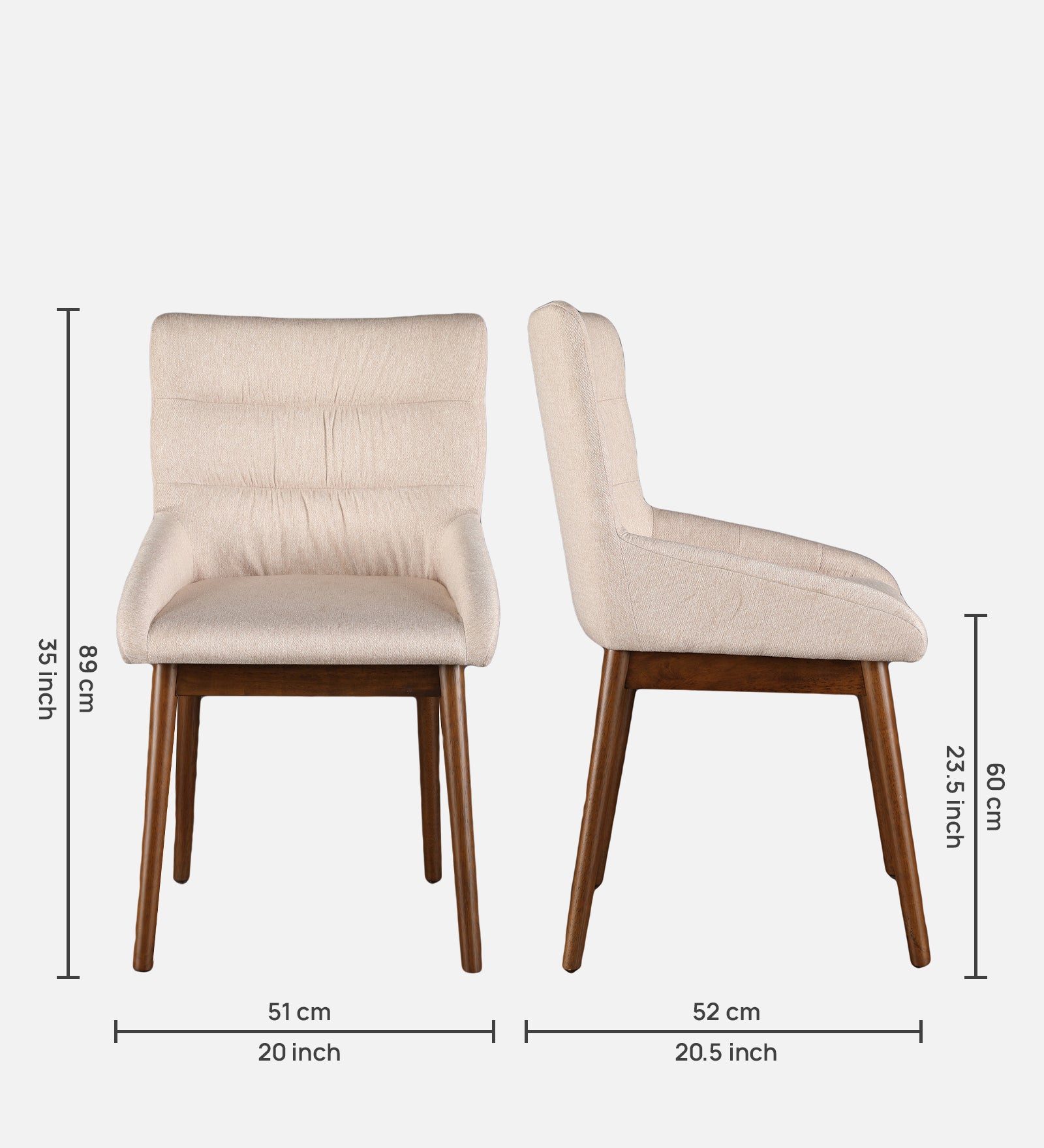 Sanddune Solidwood Dining Chair Set Of 2 in Walnut Colour