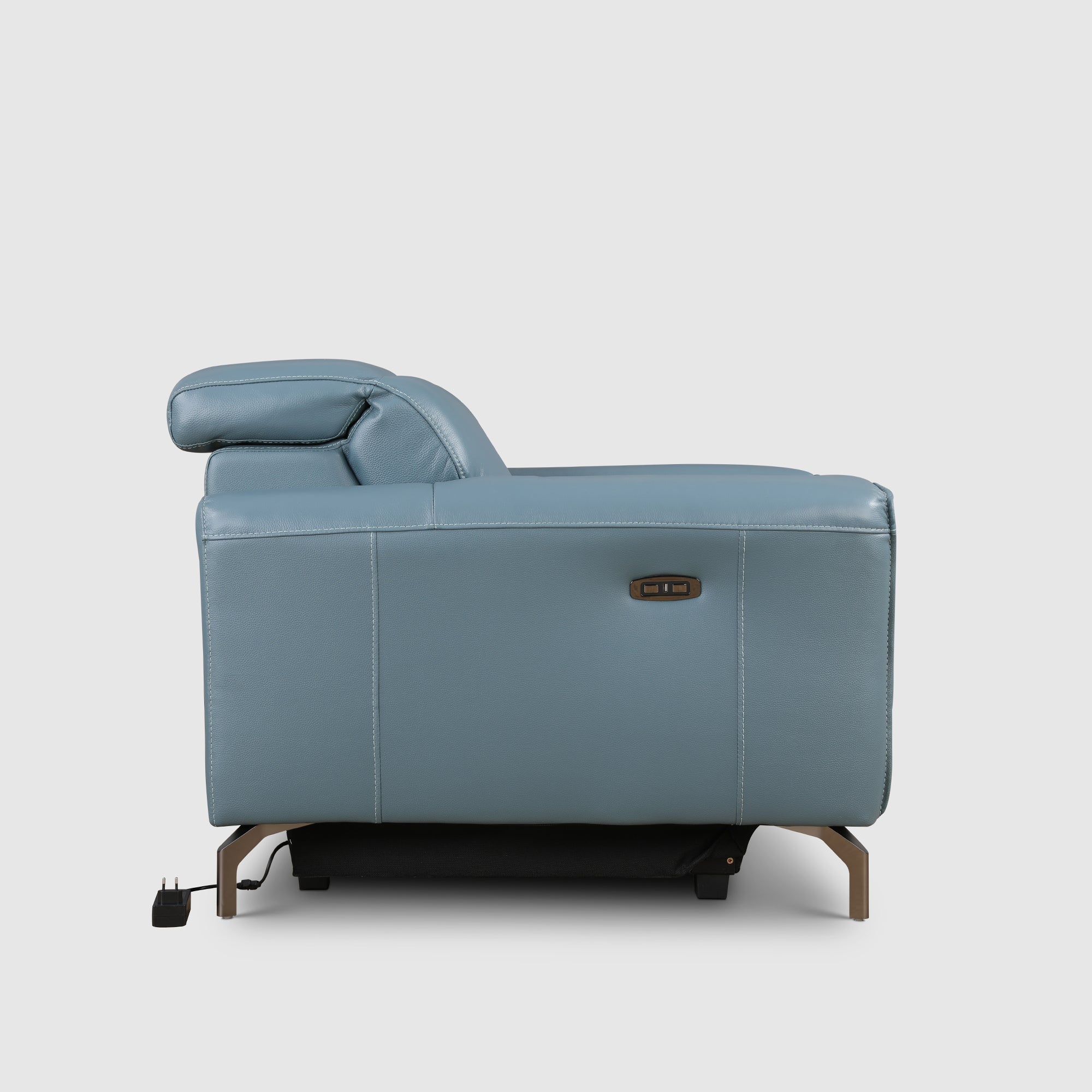 Emilia Half Leather Single Seater Electric Recliner in Blue Colour