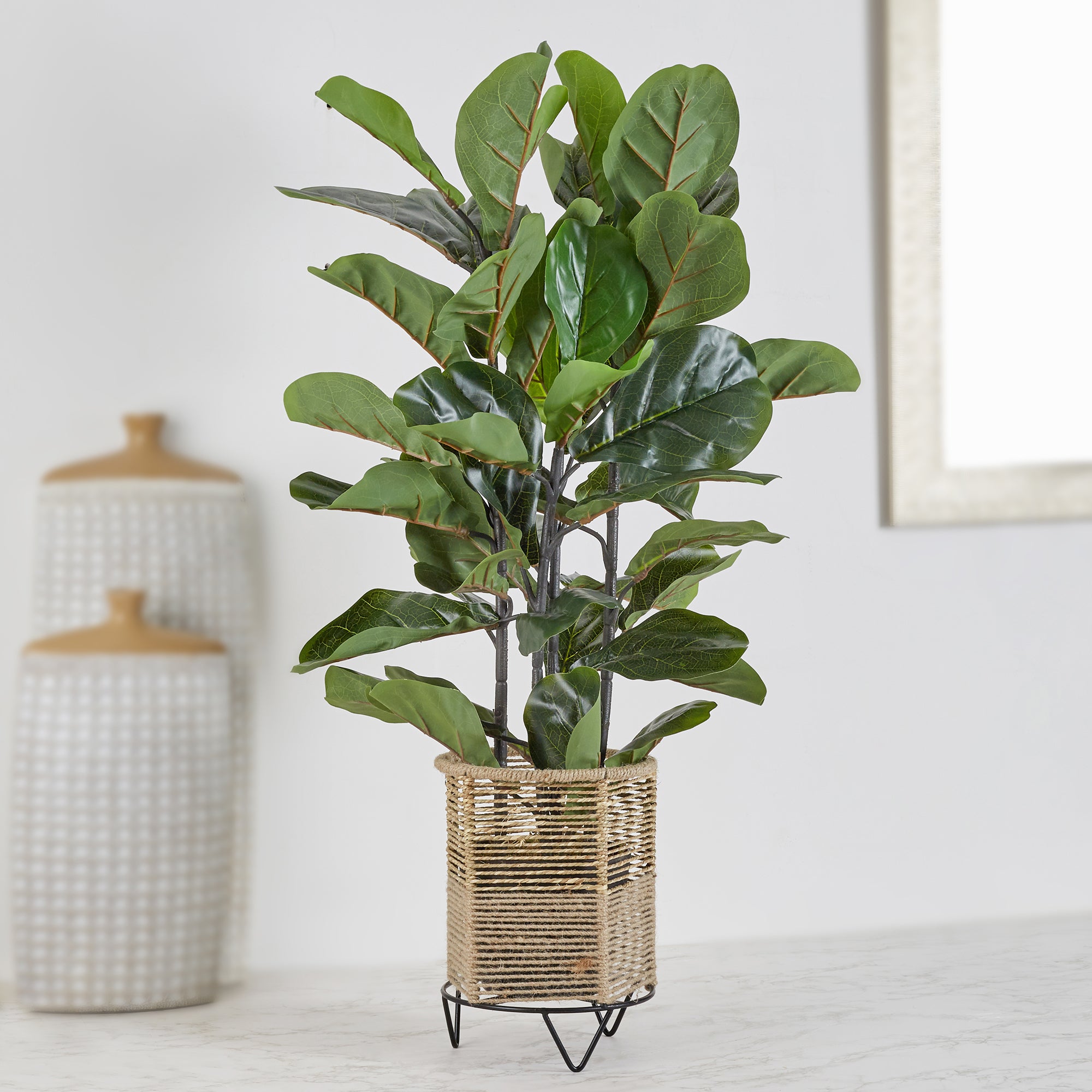 Ilana Artificial Fiddle Potted Plant 90Cm in Green Colour