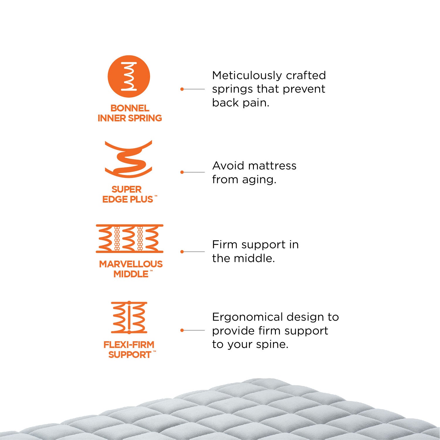 Spine Guard Spring Bonnel Spring King Mattress 84x72x6 Inch in Grey Colour