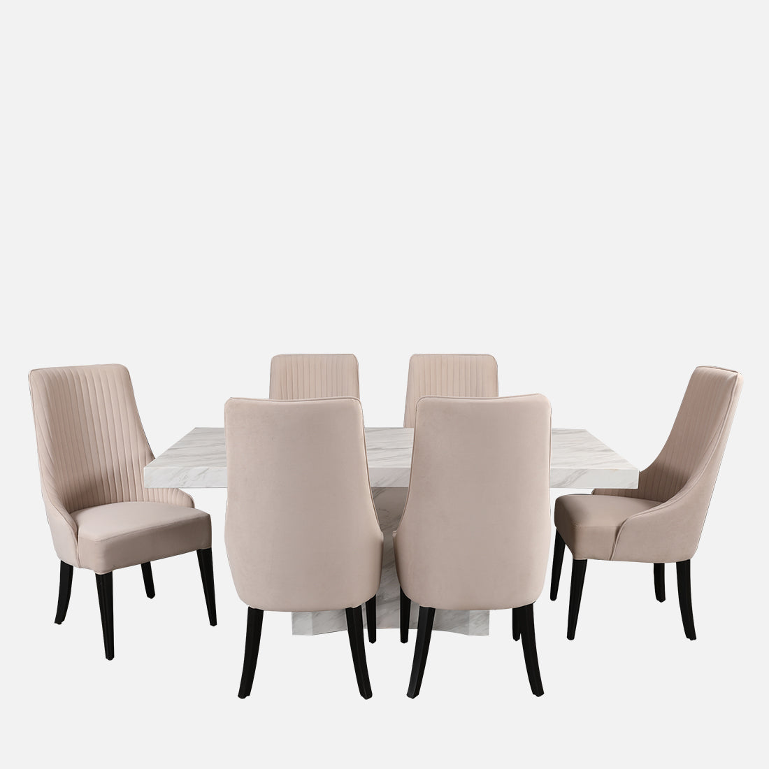 Garnet Sheesham Wood(Rosewood) Six Seater Dining Set in White Colour