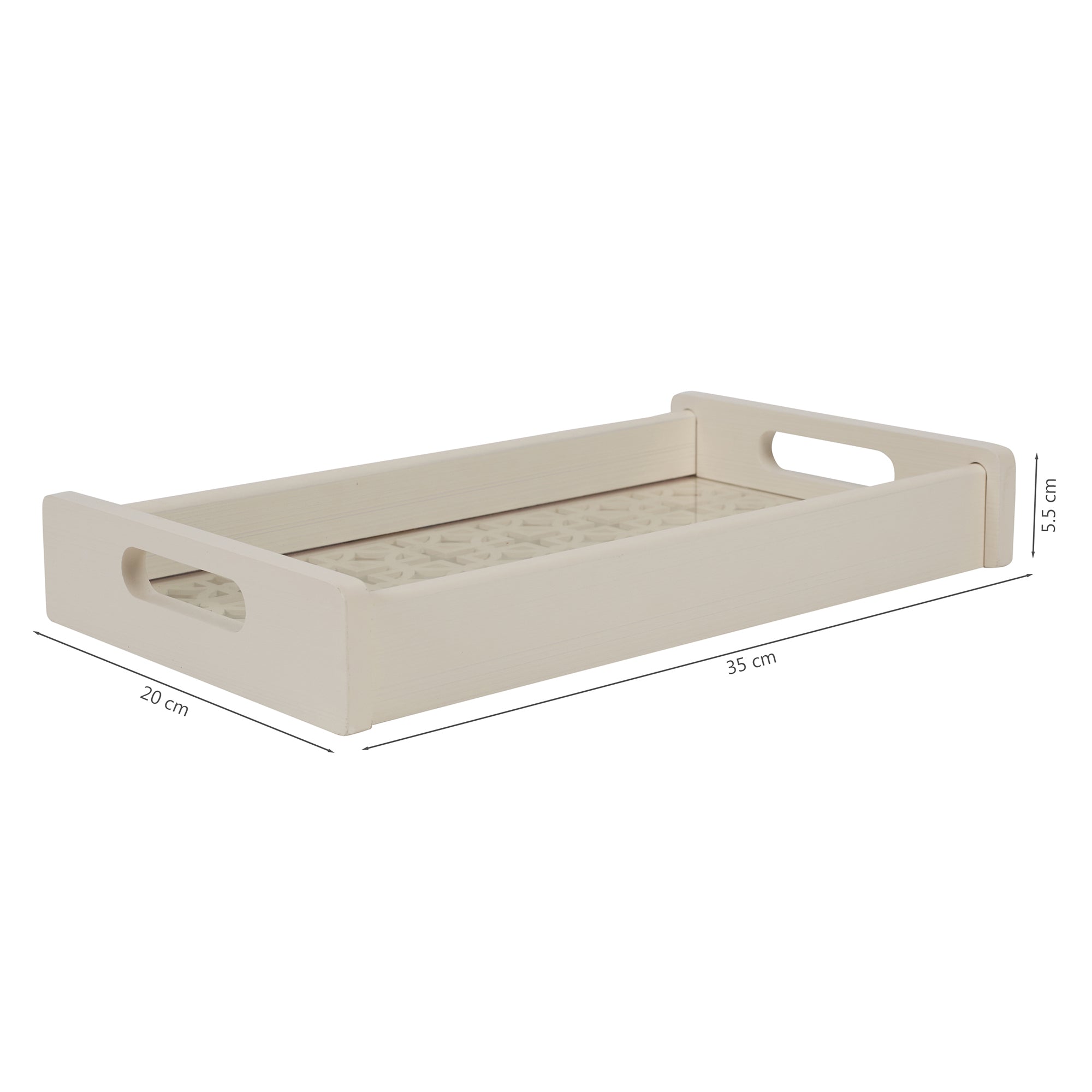Laser Engineered Wood Cut Tray With Glass Small Rectangle in Multi Colour