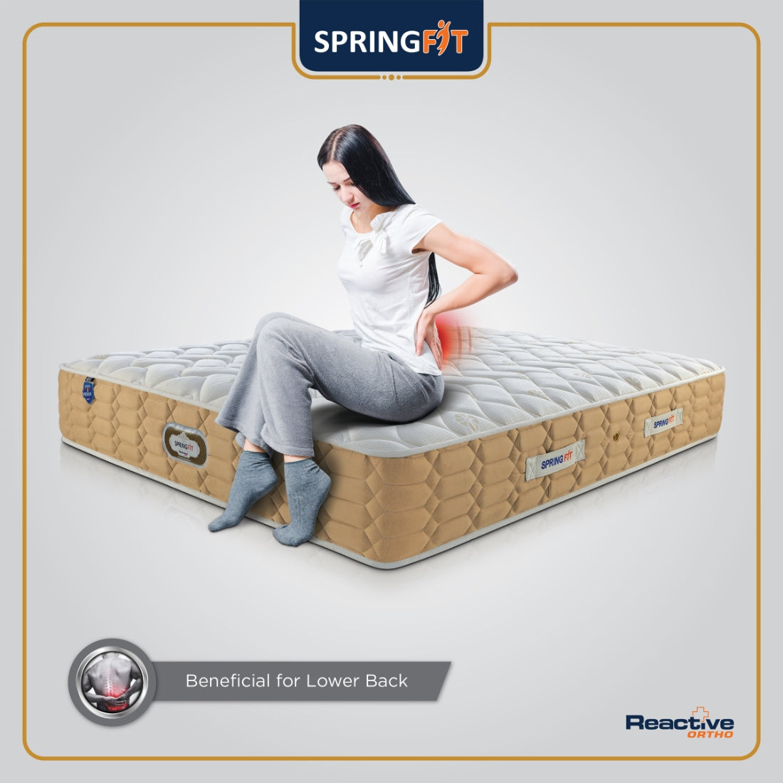 Reactive Ortho Memory Foam King Mattress 80x72x5 Inch in Grey Colour