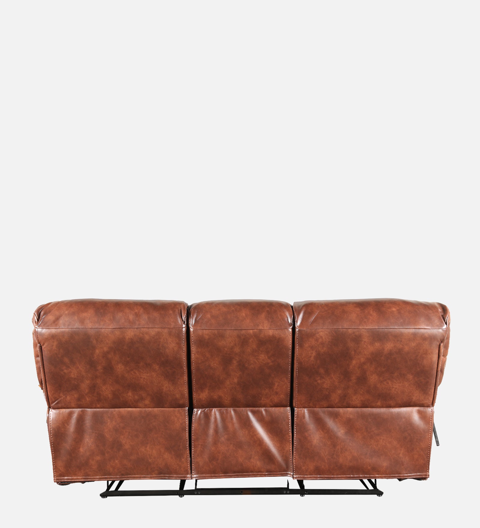 Urbano Leather Fabric Three Seater Recliner in Brown Colour