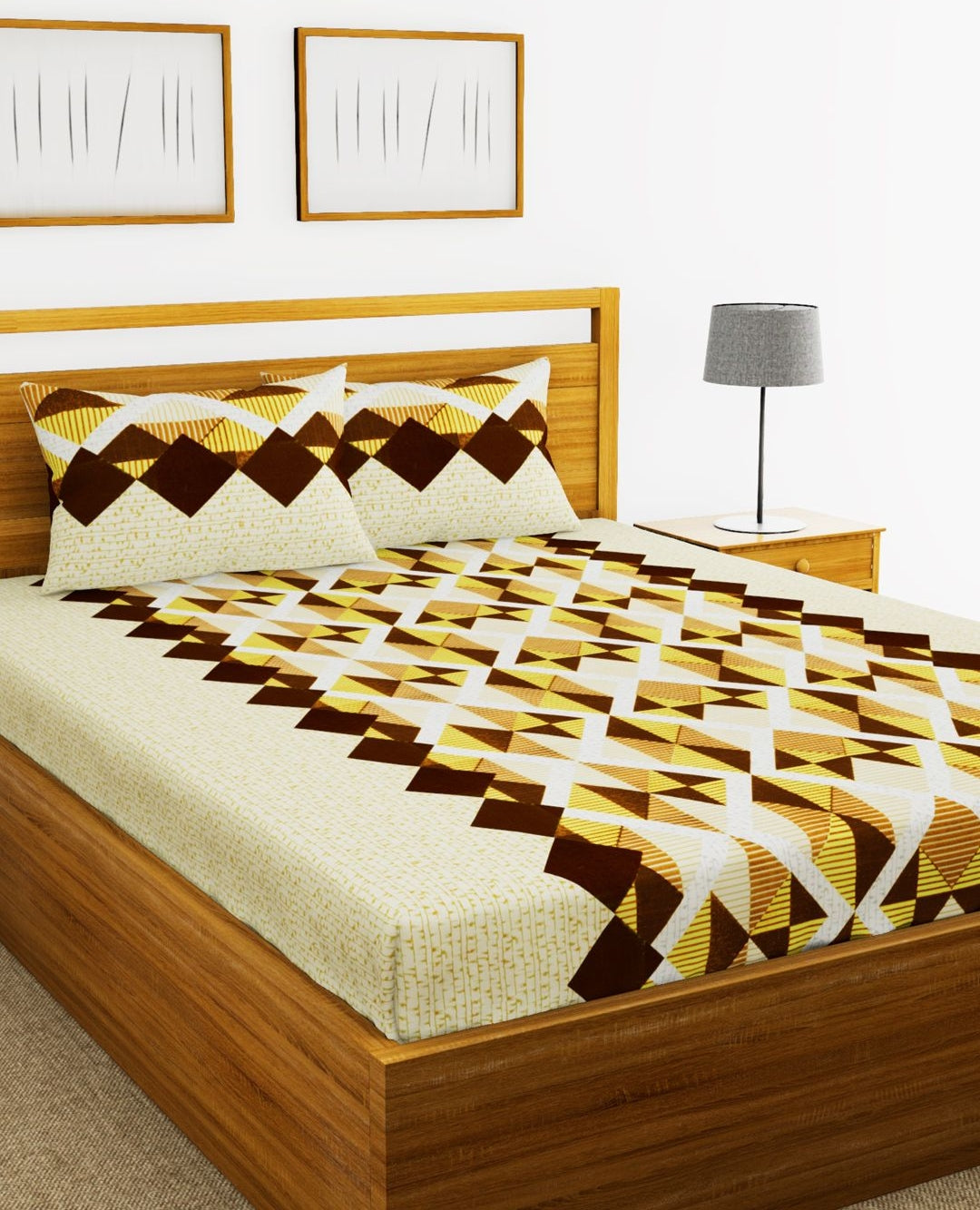 Essenza Cotton King Bed Sheet 220X254 CM in Brown Colour