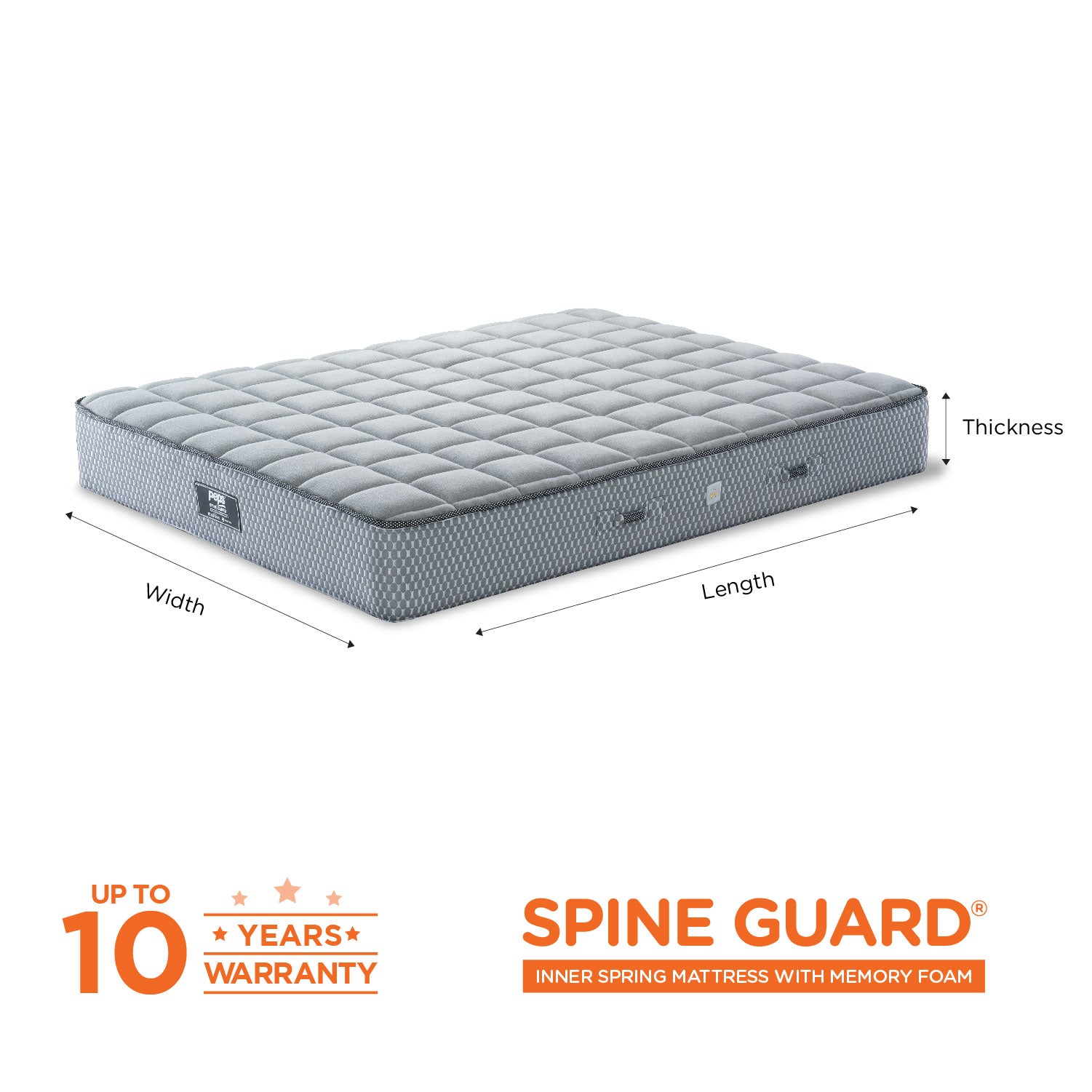 Spine Guard Spring Bonnel Spring Queen Mattress 78x60x8 Inch in Grey Colour