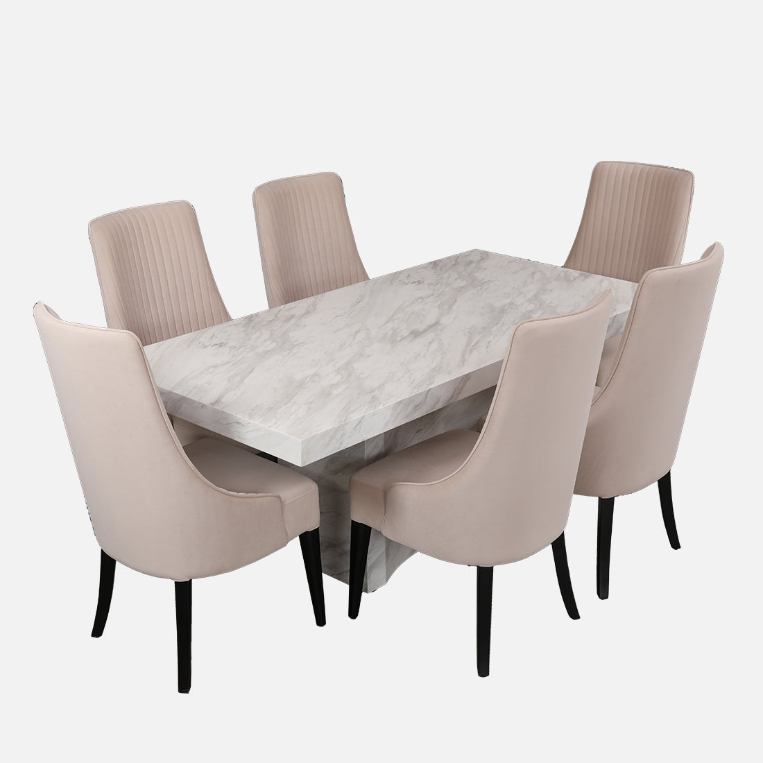 Garnet Sheesham Wood(Rosewood) Six Seater Dining Set in White Colour