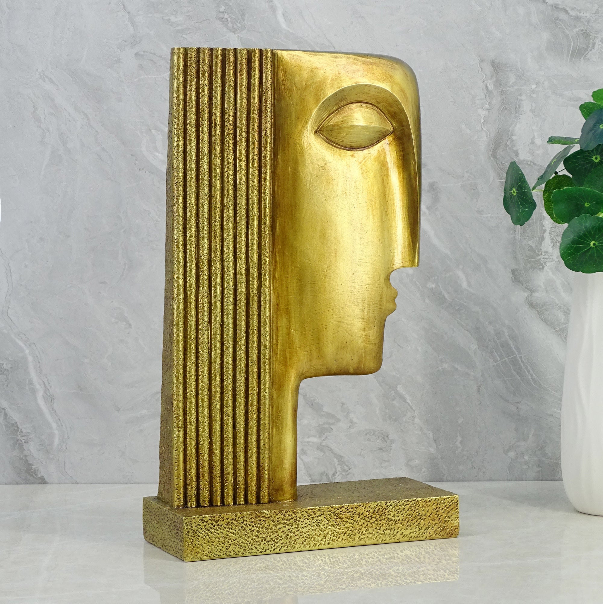Willow Polyresin Egyptian Lady Face 35Cm in Gold Colour