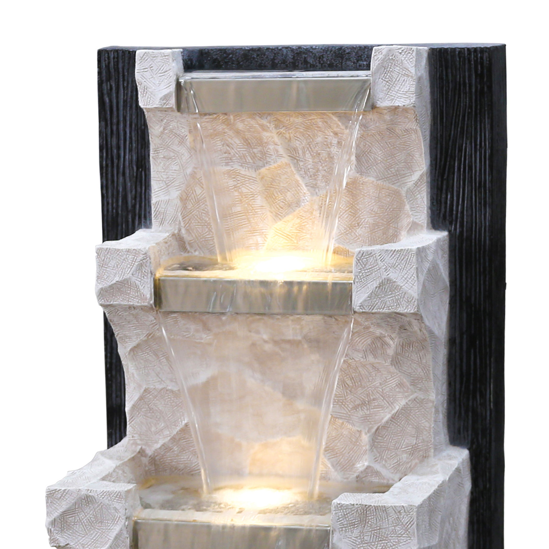 Aqua Bliss Polyresin Vertical Fall Water Fountain 46X102Cm in White & Black Colour