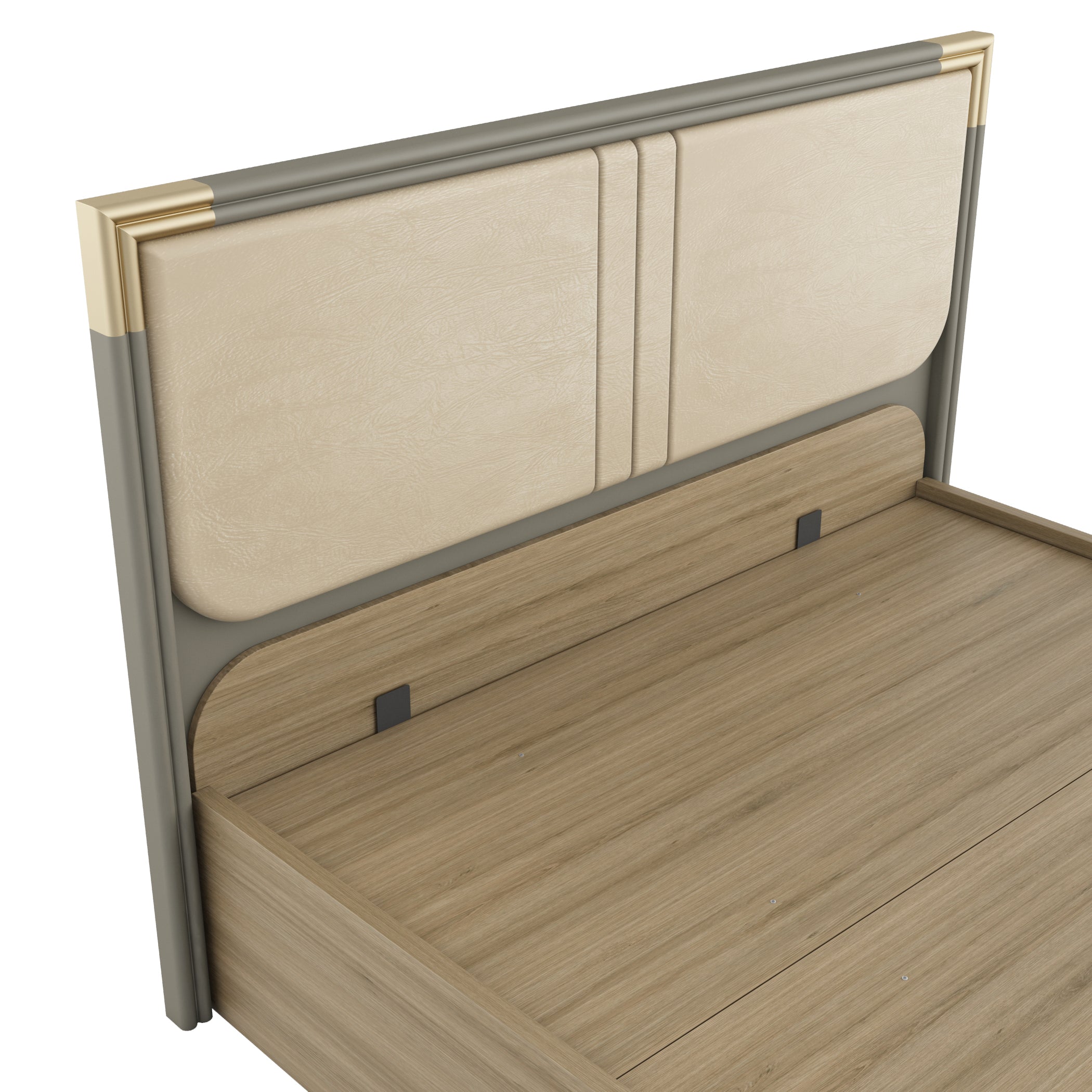 Asa Engineered Wood Queen Bed in Santana Oak Colour