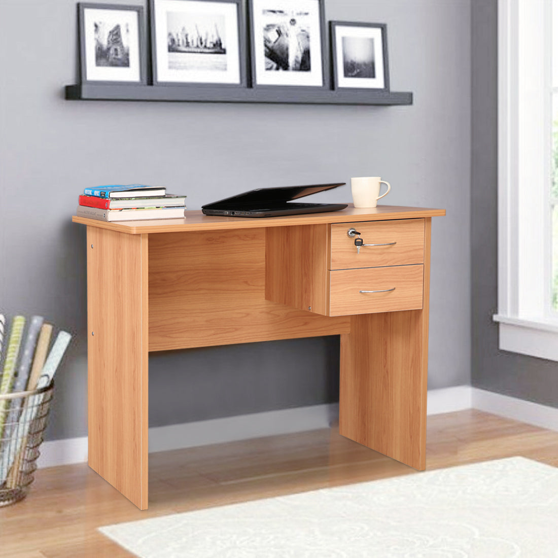 Simply Engineered Wood Study Table in Honey Colour
