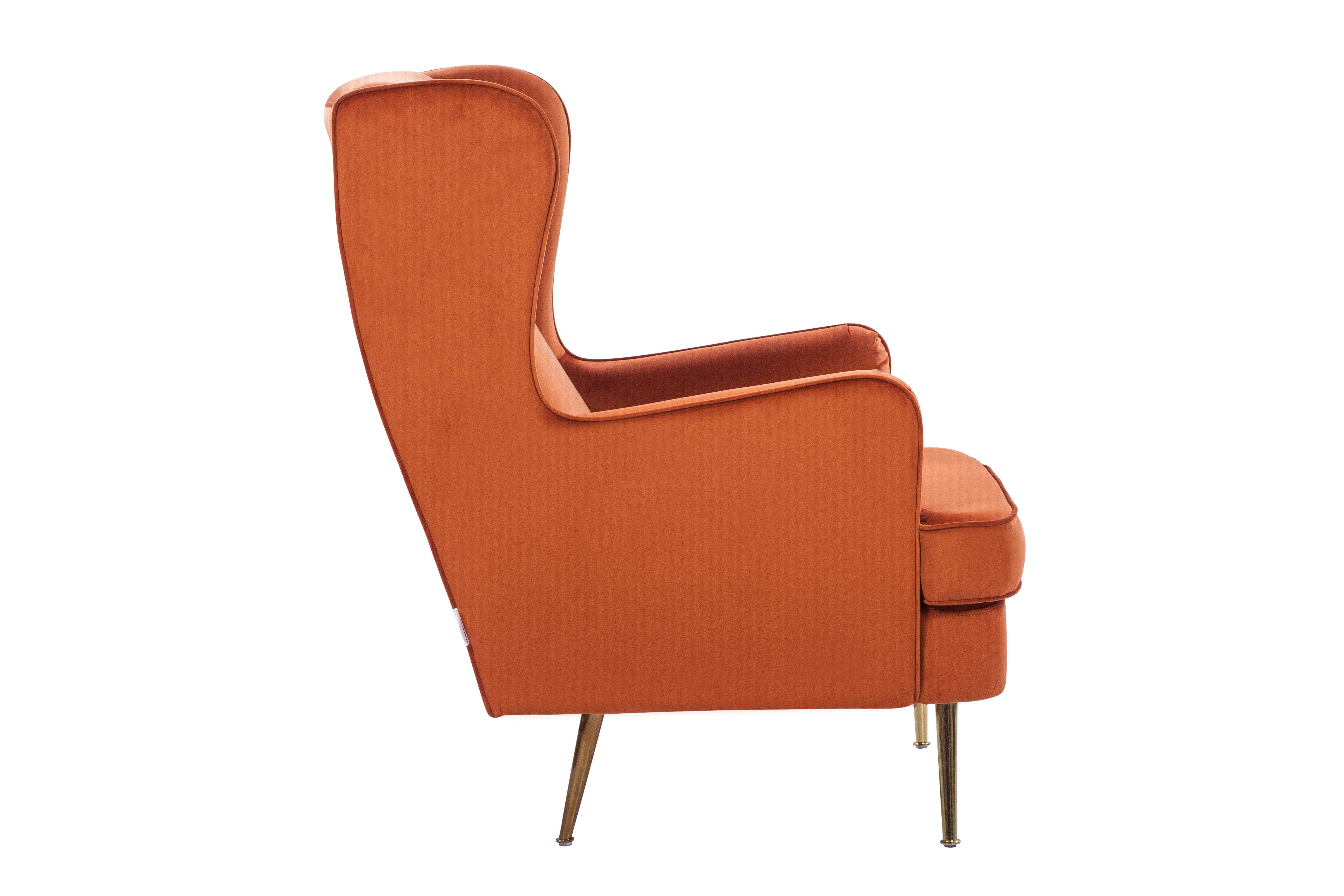 Charm Velvet Arm Chair in Rust Colour