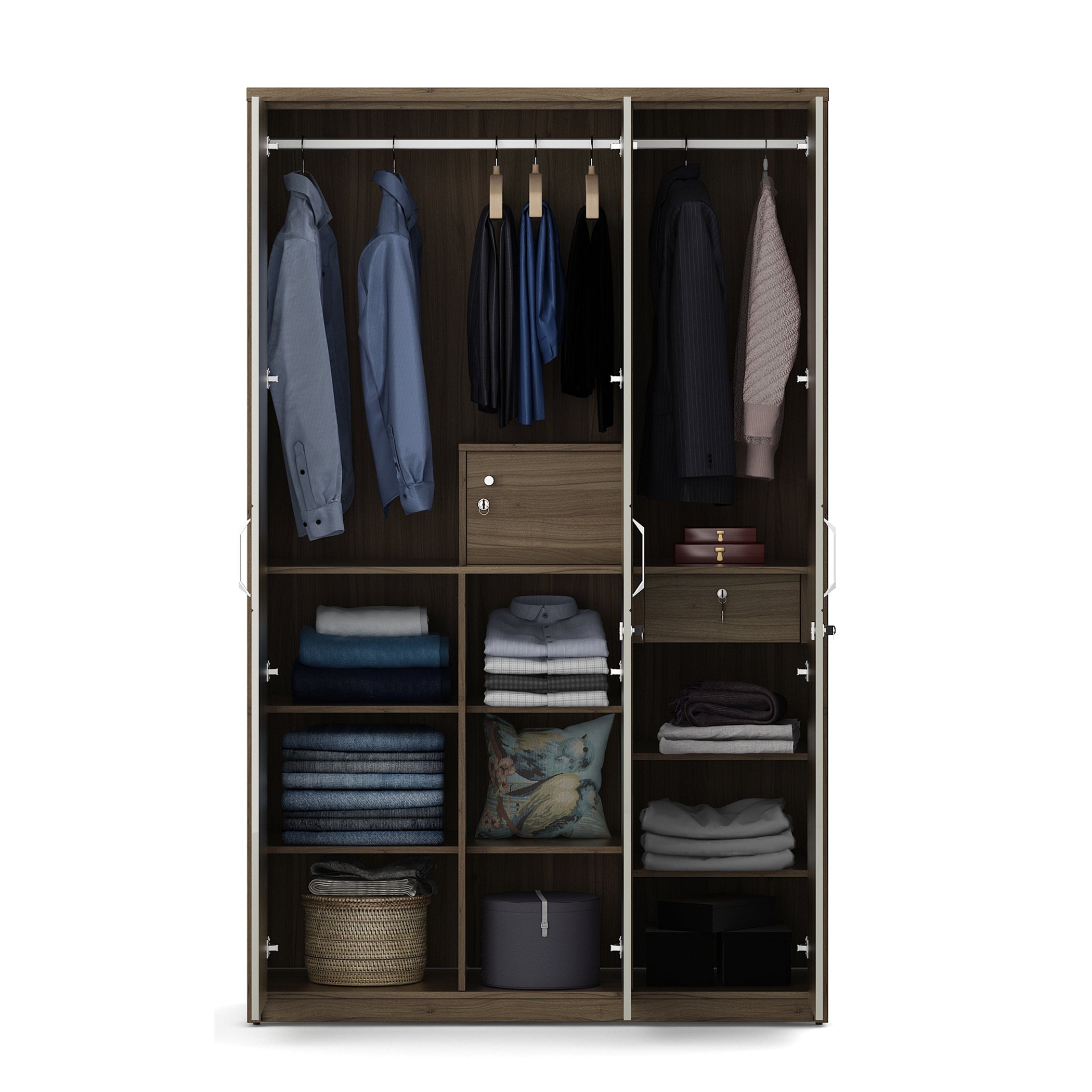 Cascade Three Door Wardrobe in Lyon walnut Colour