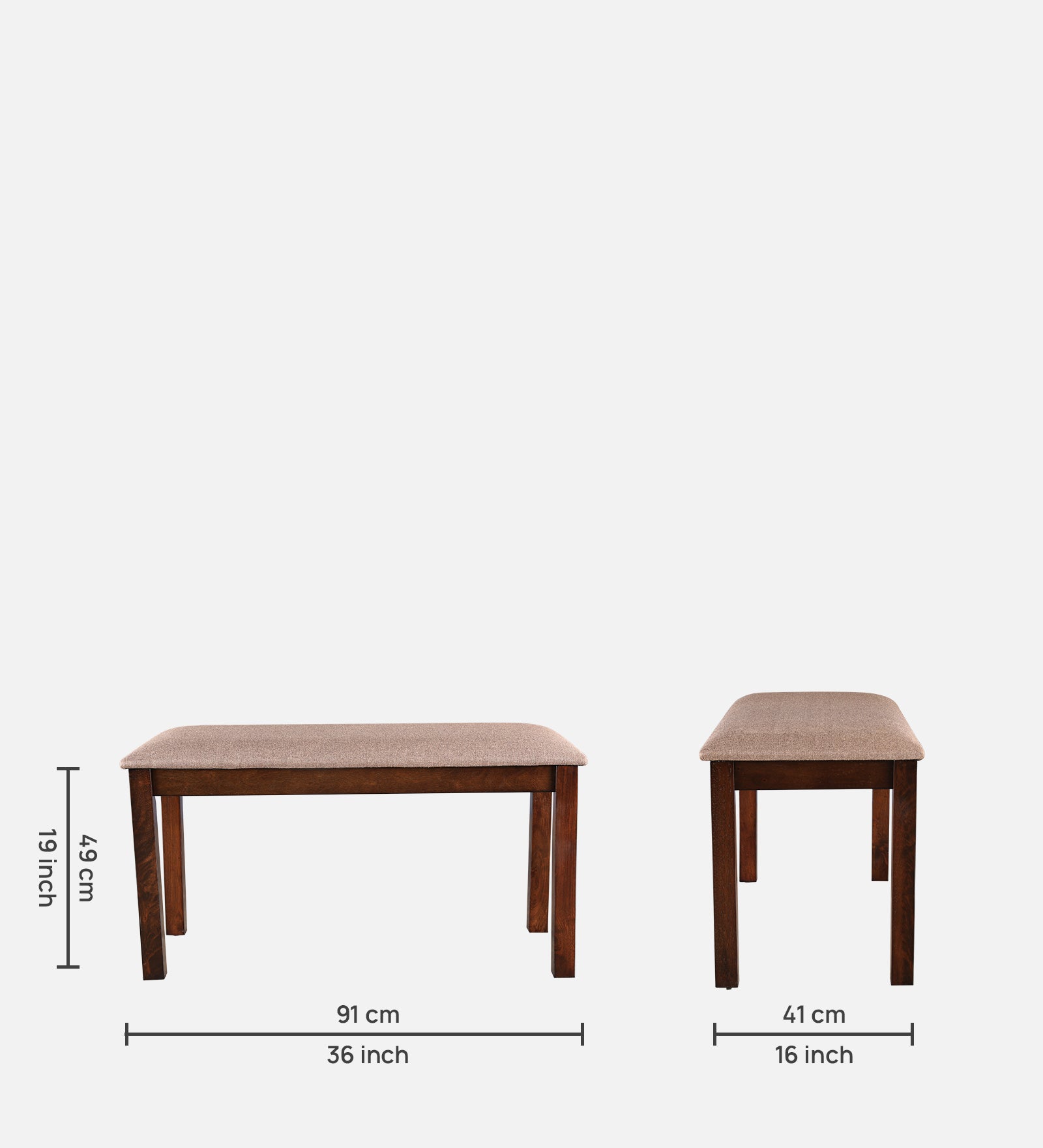 Aravali Rubber Wood Four Seater Dining Bench in Antique Cherry Colour
