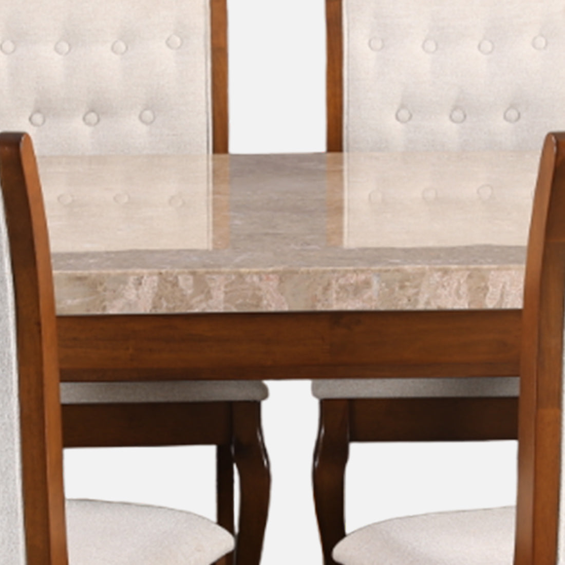 Florentine Marble Finish Six Seater Dining Set in Dark Walnut Colour