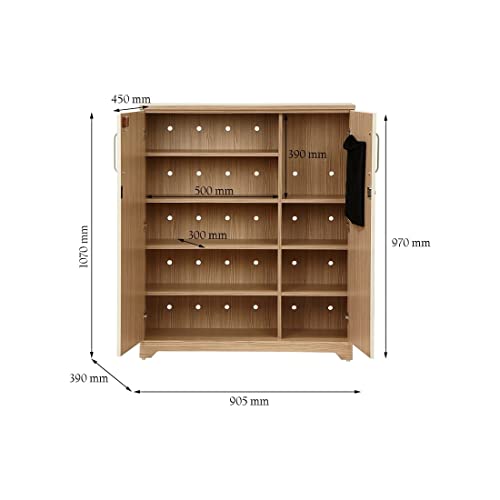 Ambra Engineered Wood Shoe Rack in Oak Colour