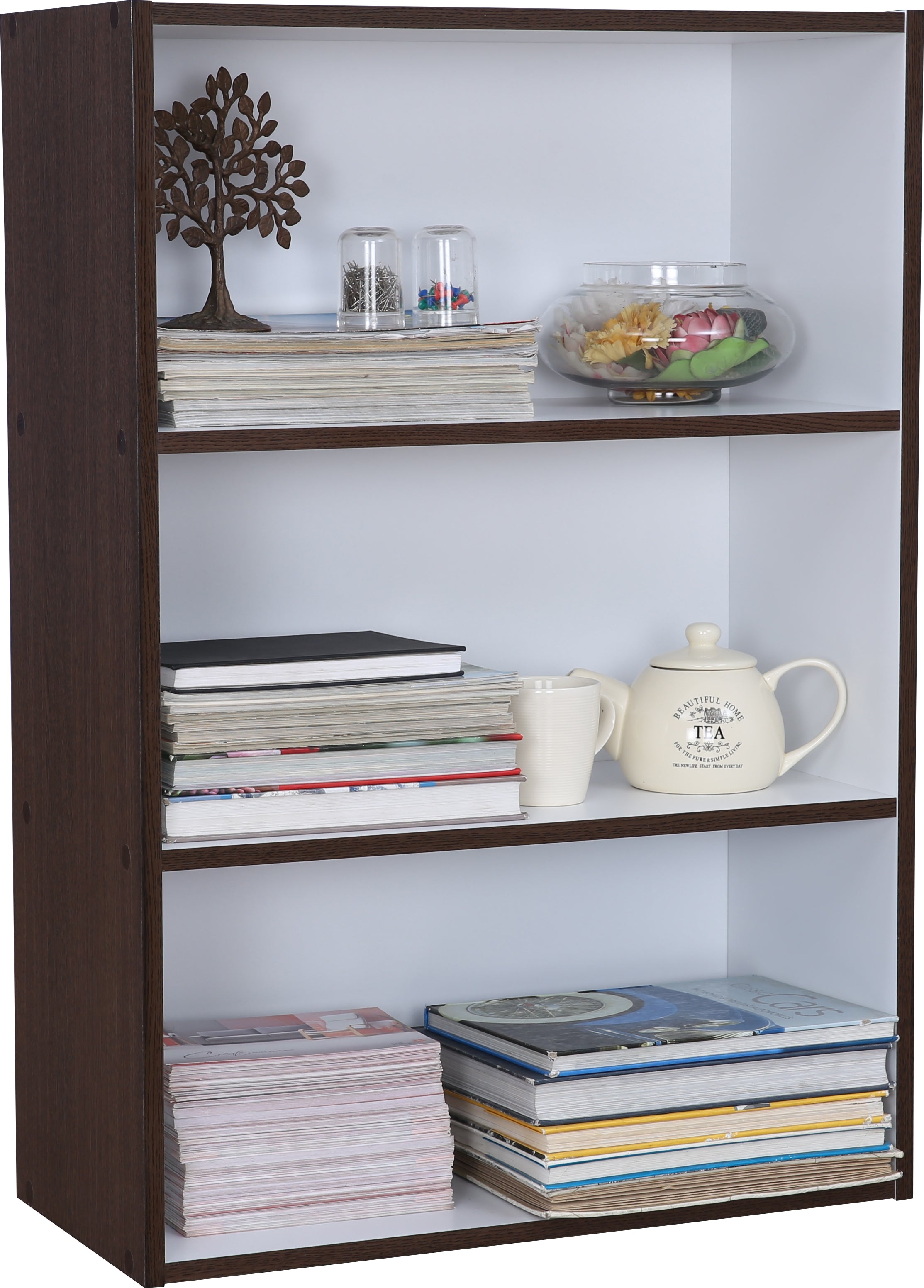 Mezzola Engineered Wood 3 Tier Bookshelf Large in Wenge Colour