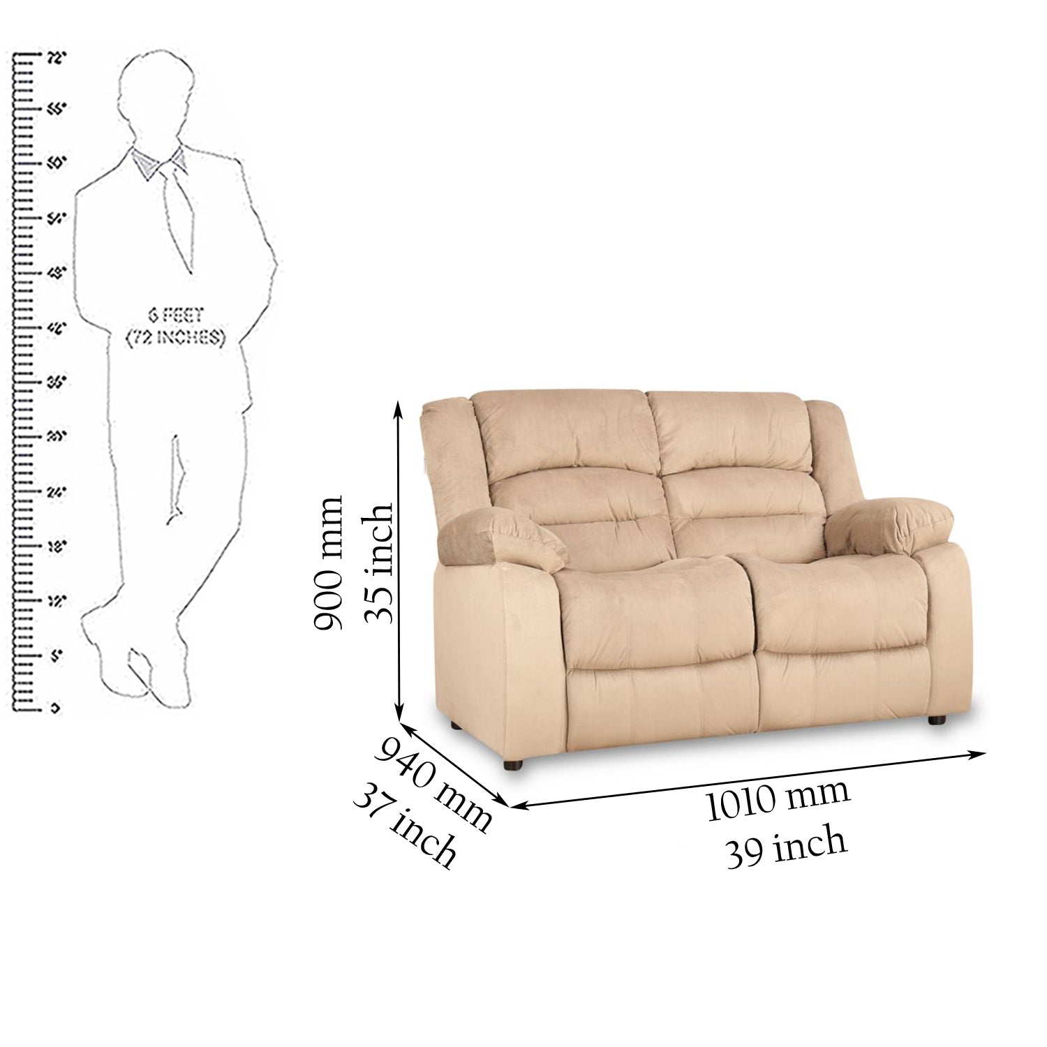Bradford Fabric Two Seater Sofa in Beige Colour