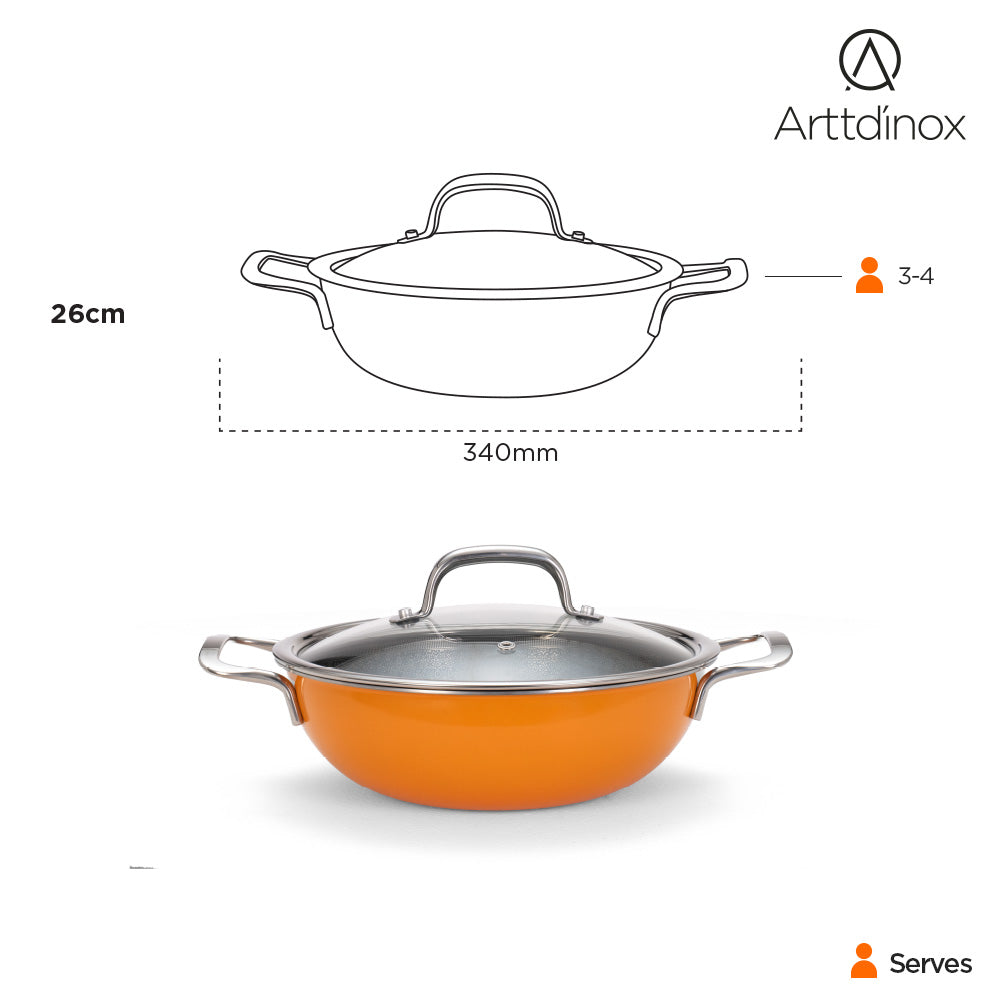 Vida Triply Kadhai 24cm Volcanic with Glass Lid