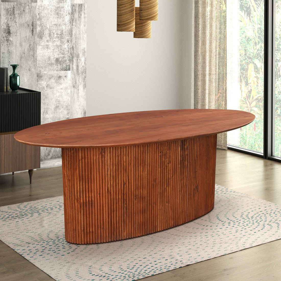 Caravelle Solidwood Six Seater Dining Table in Brown Colour