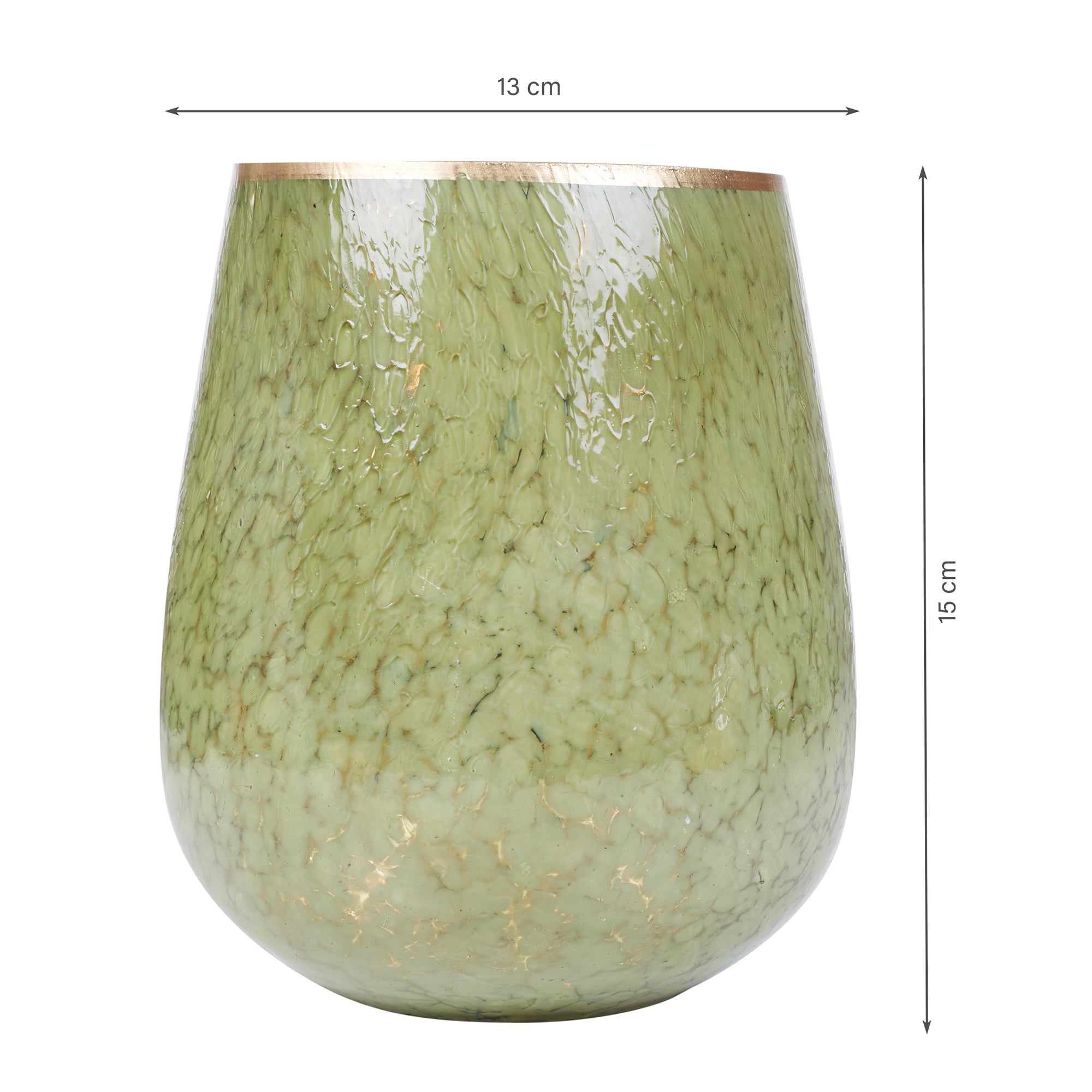 Phiona Glass Textured Handcrafted Vase 15 Cm in Olive Colour