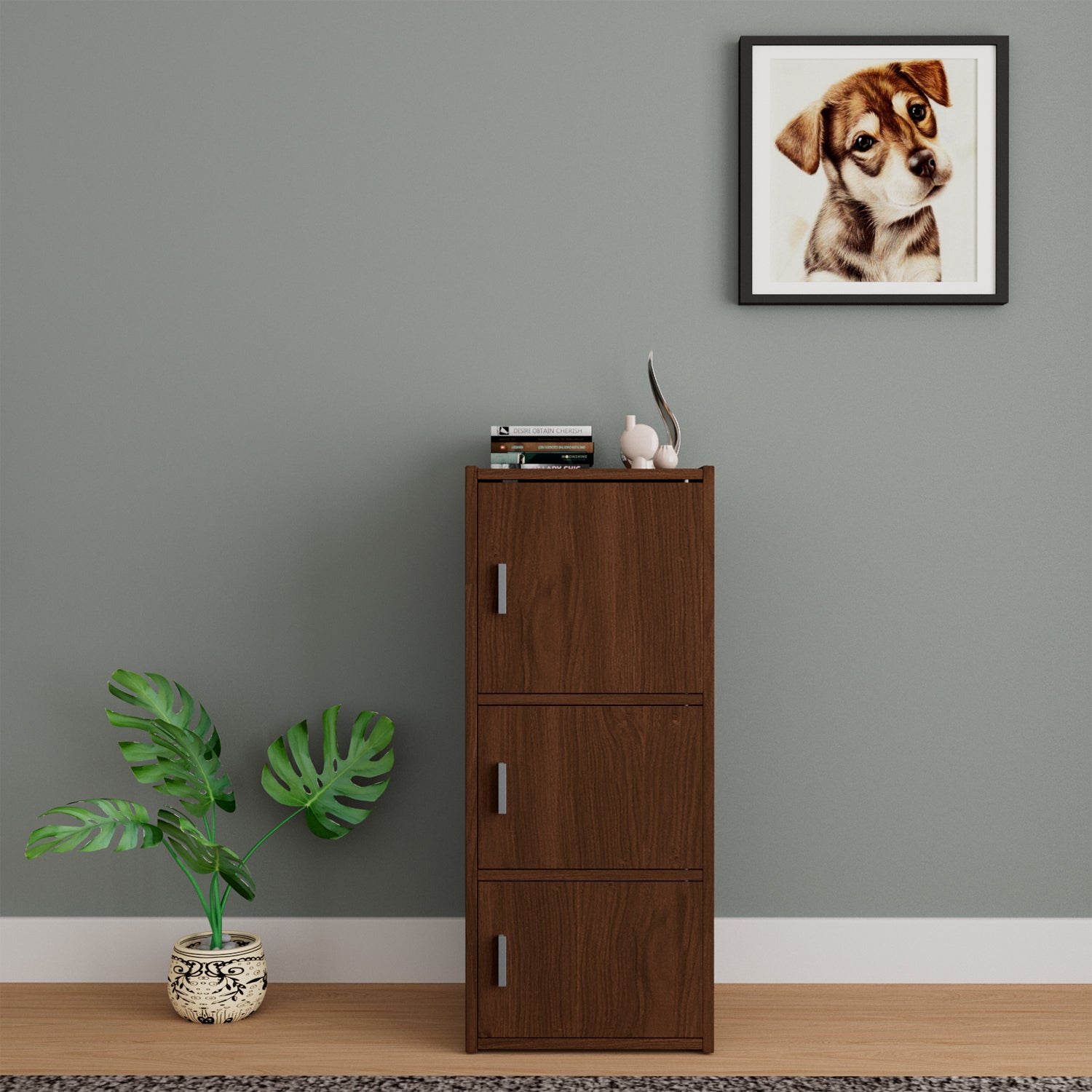Albert Engineered Wood 3 Tier Cabinet in Oak Colour