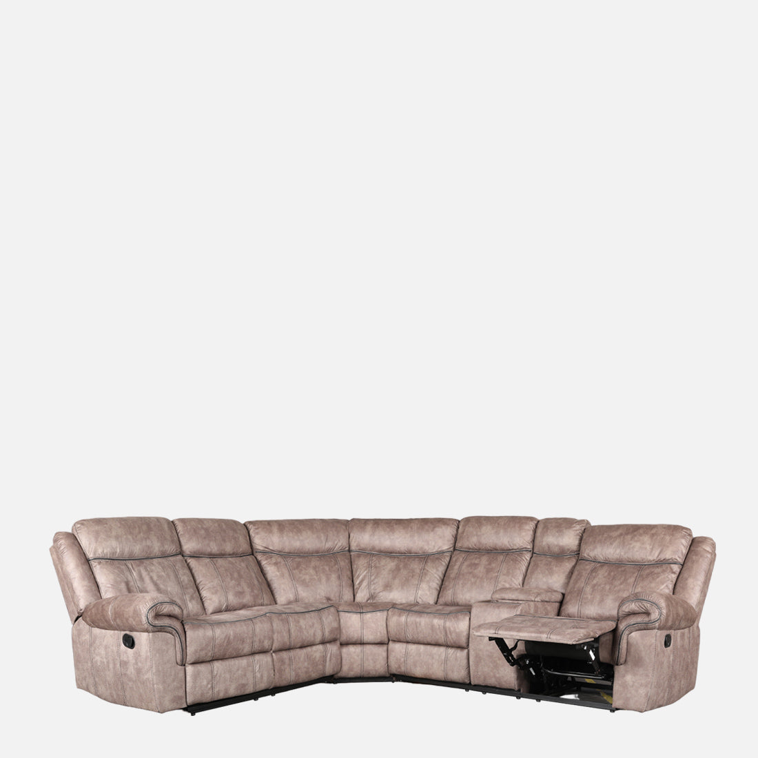 Enfield Fabric Lounger With Recliner in Brown Colour