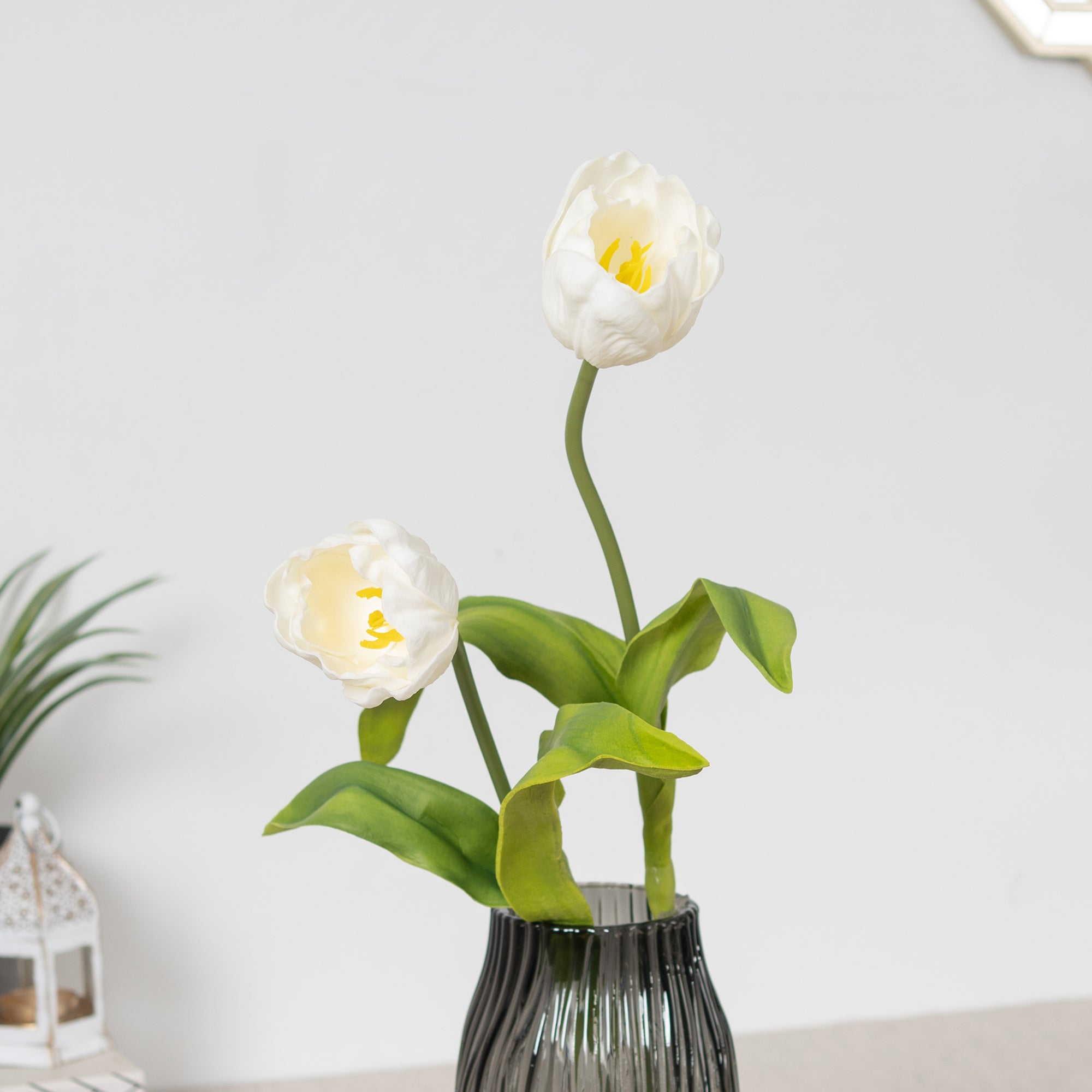 Elora  White Tulip Faux Flower 52 Cm in White Colour