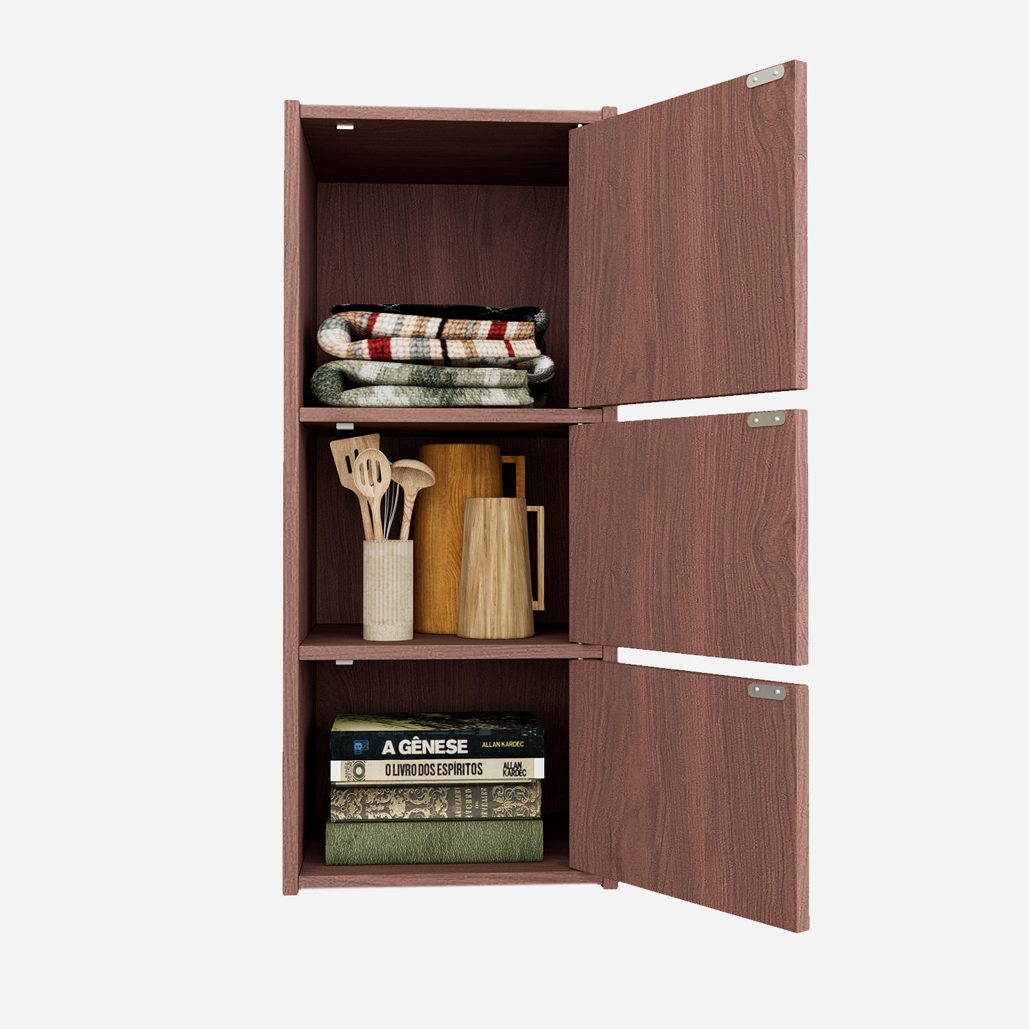 Albert Engineered Wood 3 Tier Cabinet in Cherry Brown Colour